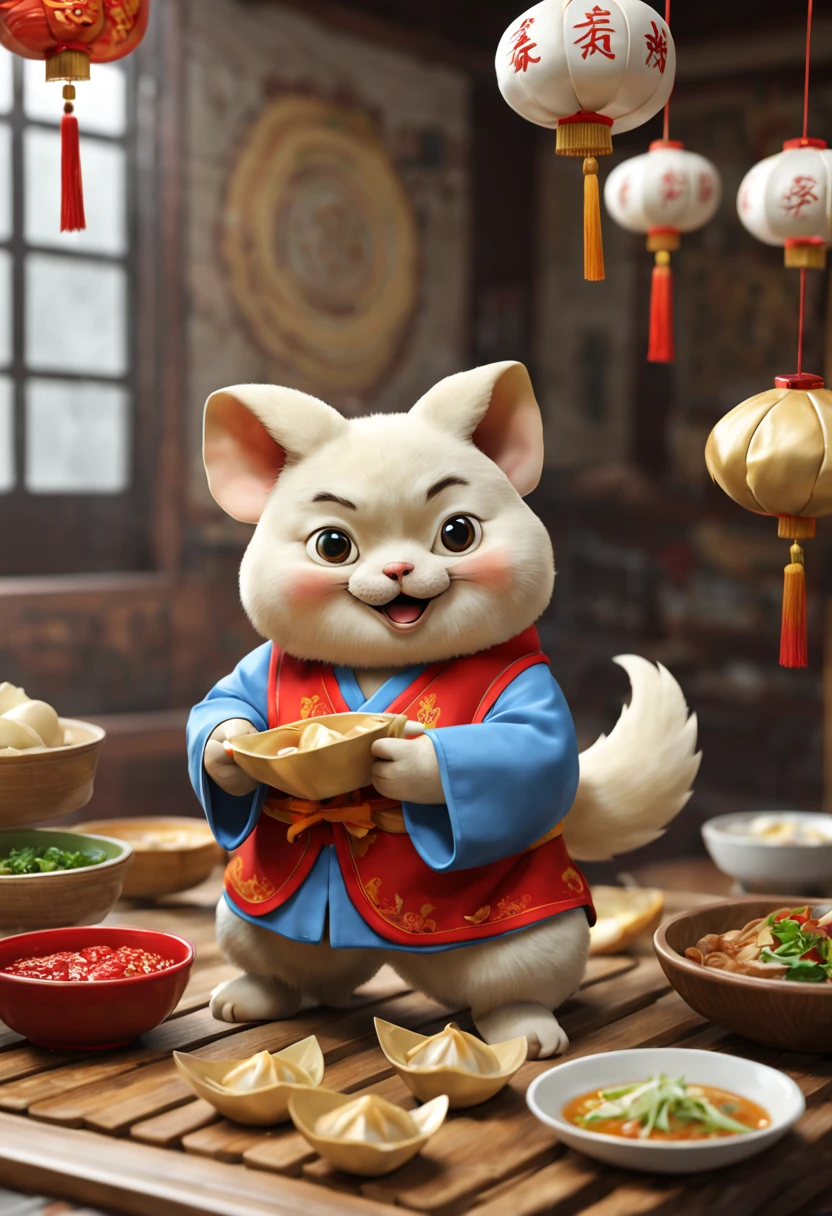by Richard Scarry, Chinese wontons, jiaozi, Dumplings, octane render, enhance, intricate, (masterpiece, Representative work, official art, Professional, unity 8k wallpaper:1.3)
