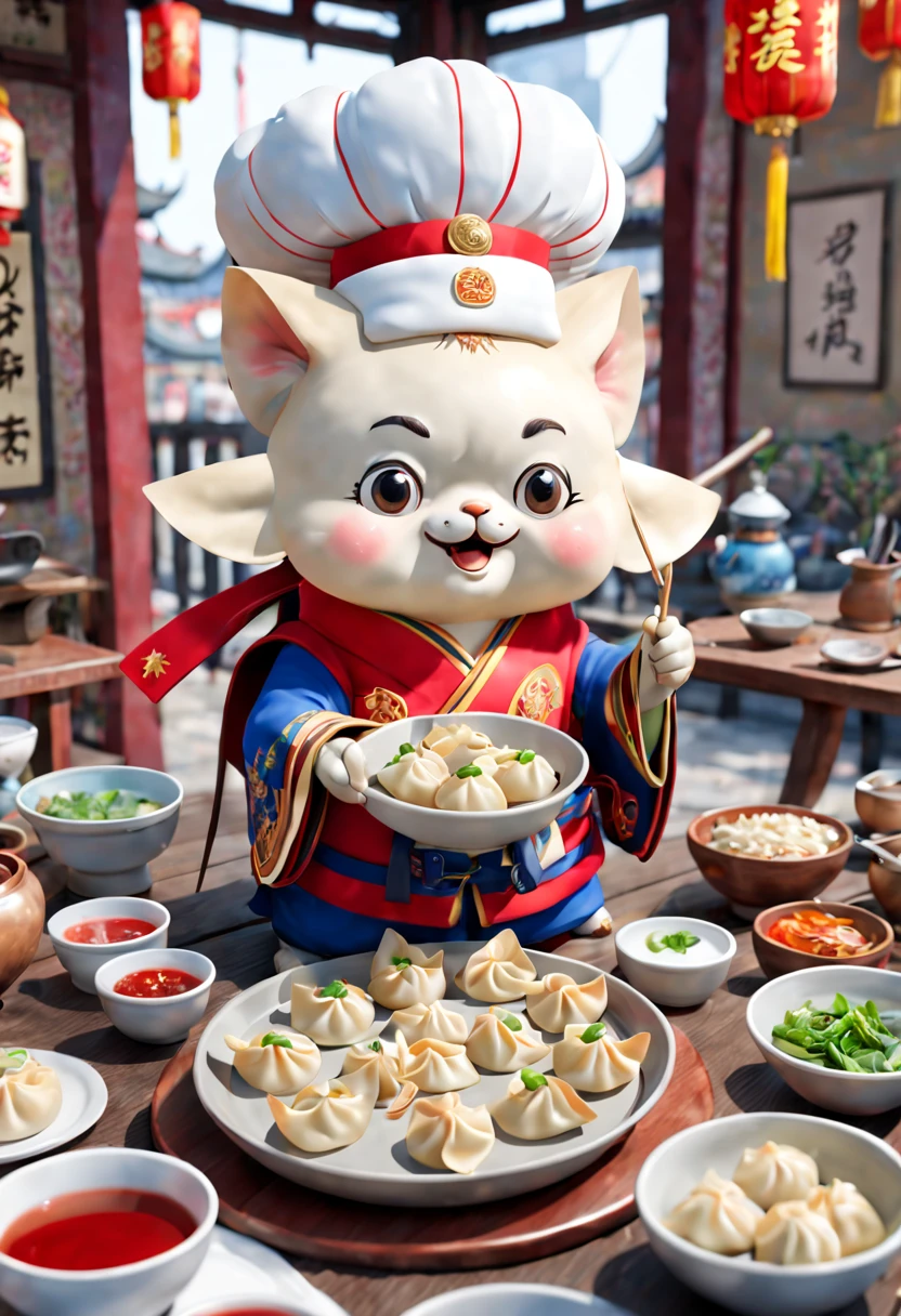 by Richard Scarry, Chinese wontons, jiaozi, Dumplings, octane render, enhance, intricate, (masterpiece, Representative work, official art, Professional, unity 8k wallpaper:1.3)