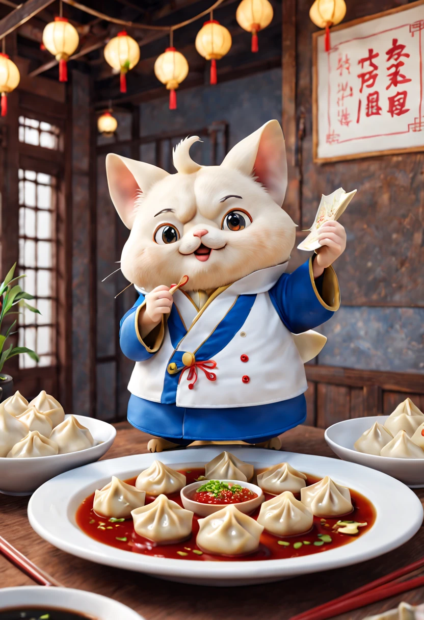 by Richard Scarry, Chinese wontons, jiaozi, Dumplings, octane render, enhance, intricate, (masterpiece, Representative work, official art, Professional, unity 8k wallpaper:1.3)