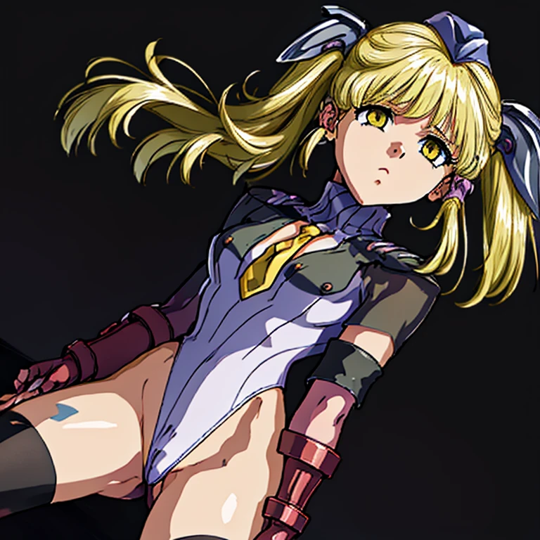 ultra-detailed, Explicit, Beautiful body, Beautiful Nose, Beautiful character design, perfect eyes, perfect face, ultra highres, 4K, beautiful legs, perfect legs, Nice hands, Perfect hand, Masterpiece, Best Quality, Highly detailed, illustration, absurdres, street fighter, doll suit, shadaloo doll, dollsuit, girls, multiple girls, expressionless, blank eyes, looking at viewer, red gloves, emotionless, black latex, corrution, mind control, female combatant, full body, hypnotized, unhappy trance, full body suit, ribbed bodysuit, both arms at side, obey, perfect female body, extremely glossy latex, hypnosis, hypnoLora, empty eyes, Mind control device, poses, submissive_pose, Slave, hat, necktie, stand up straight, standing, standing at attention, hat, necktie, belt, latex, ribbed bodysuit, thighhighs, garter belt, Fighting Stance, thigh boots, blonde hair, golden eyes, twin tails, Irui Gand Eden, SRWOG, from back, looking from back
