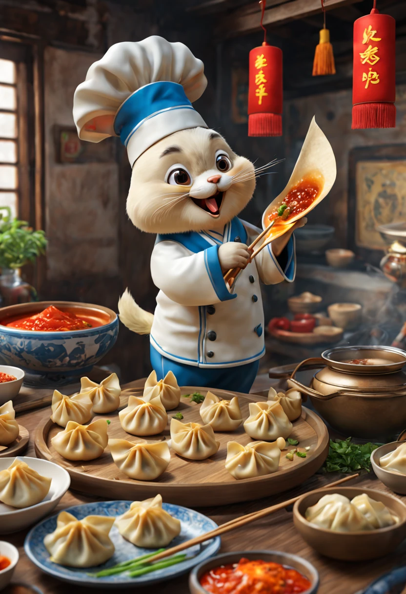 a fluffy panda chef knead the dough, octane render, enhance, intricate, (masterpiece, Representative work, official art, Professional, unity 8k wallpaper:1.3)