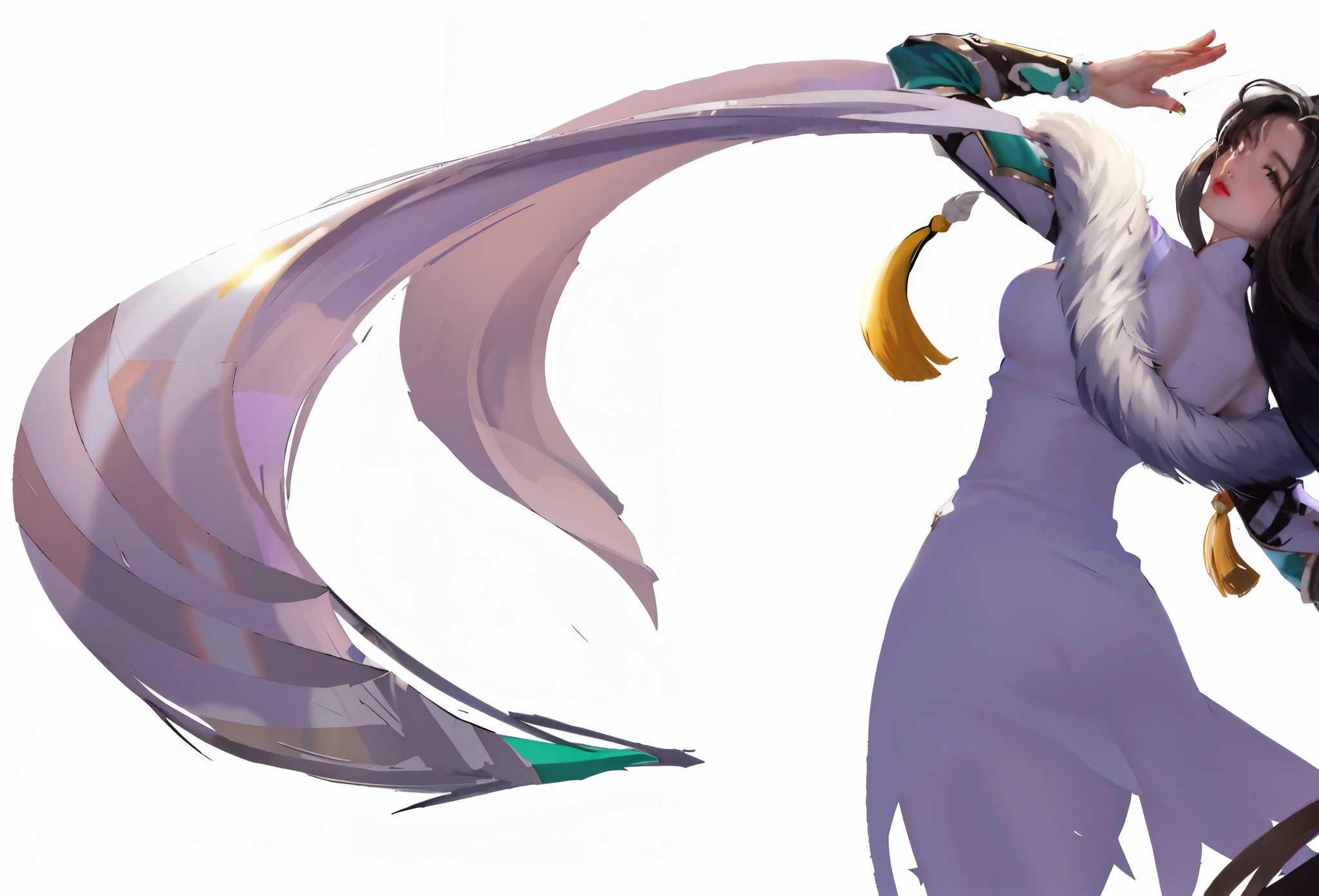 Streamers，sleeve，tassel，Fur collar，Plush ，When young，年轻，cute big breasts，vivaciousness，Chiquita，Lori huge，小Teenage girl，ssmile，低heads，Lori huge，Teenage girl，Humanity，the face，heads发，Hairline，maam's face，femele，黑色的heads发，maam，heads，the face，jewely，珍贵的石heads，diamond，flashy clothes，obi strip，Decorative style，metals，metals，kinakos，kinako，Cloth pleats，珍贵的石heads，32K ，（tmasterpiece，quality，best quality，offcial art），（8K，best quality，tmasterpiece：1.2），（（（white backgrounid，）））（Good rice fragrance），Fantastical，chineseidol