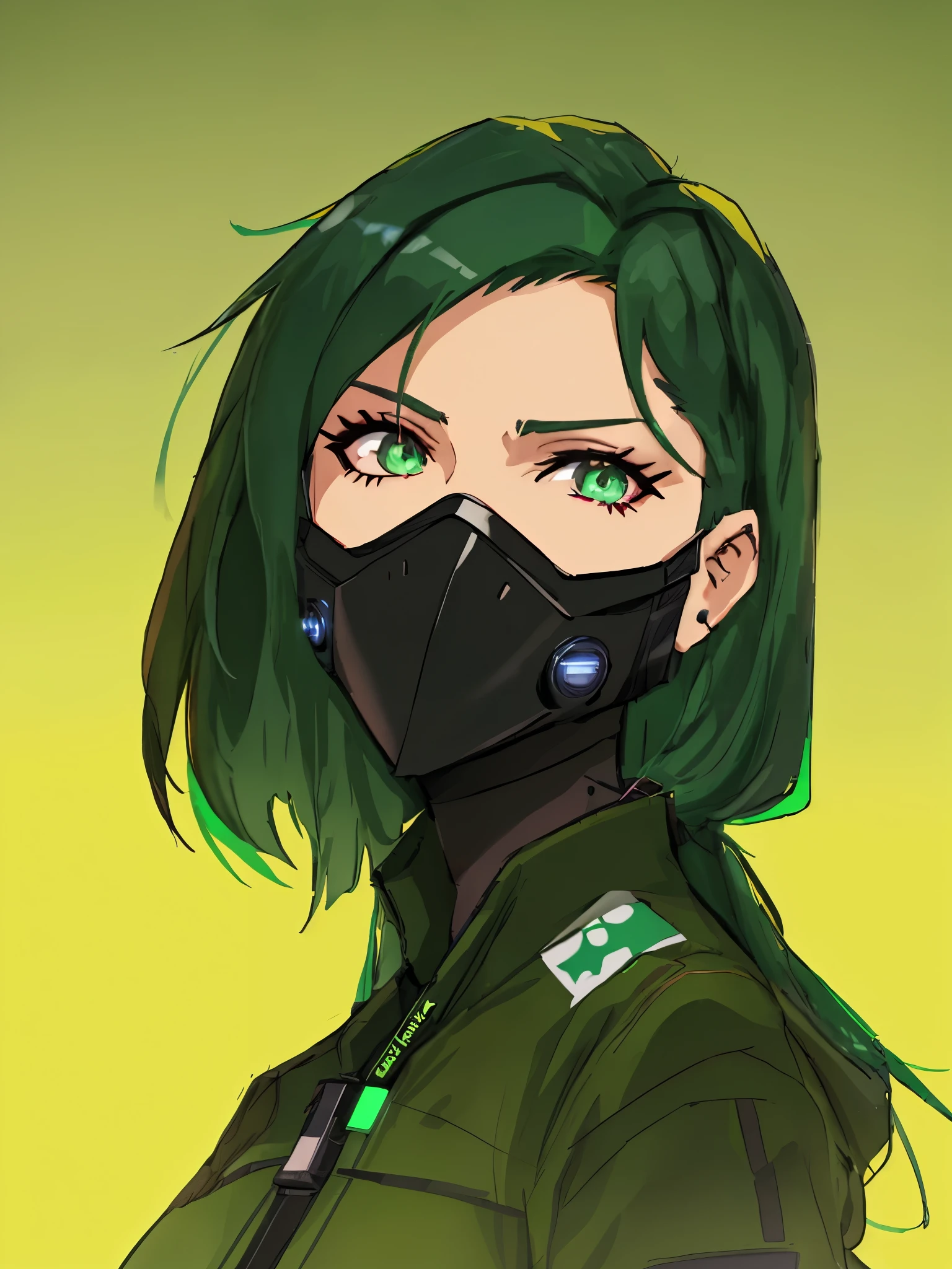 a woman with green hair and a black mask, sage ( valorant ), valorant character, omen from valorant, estilo de arte desconhecido, inspirado em Victor Mosquera, Como um personagem de Overwatch, Natasha Negra, um assassino nervoso, garota de anime desonestos, O retrato da menina cyberpunk, Rossdraw 2. 0, cyberpunk 2077 rossdraw