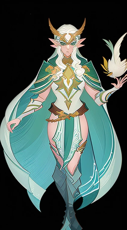 ((character concept art)), Video game character design, Detailed male with pale skin,midle hair, druid, half-elf ,Dressed as a druid,illustartion,Realistic,Harmonious colours,natural lighting, green clothes, white hair, curly hair1.3.A detailed eye, Transparent，fantasy style，extremely beautiful，High balance, natural light