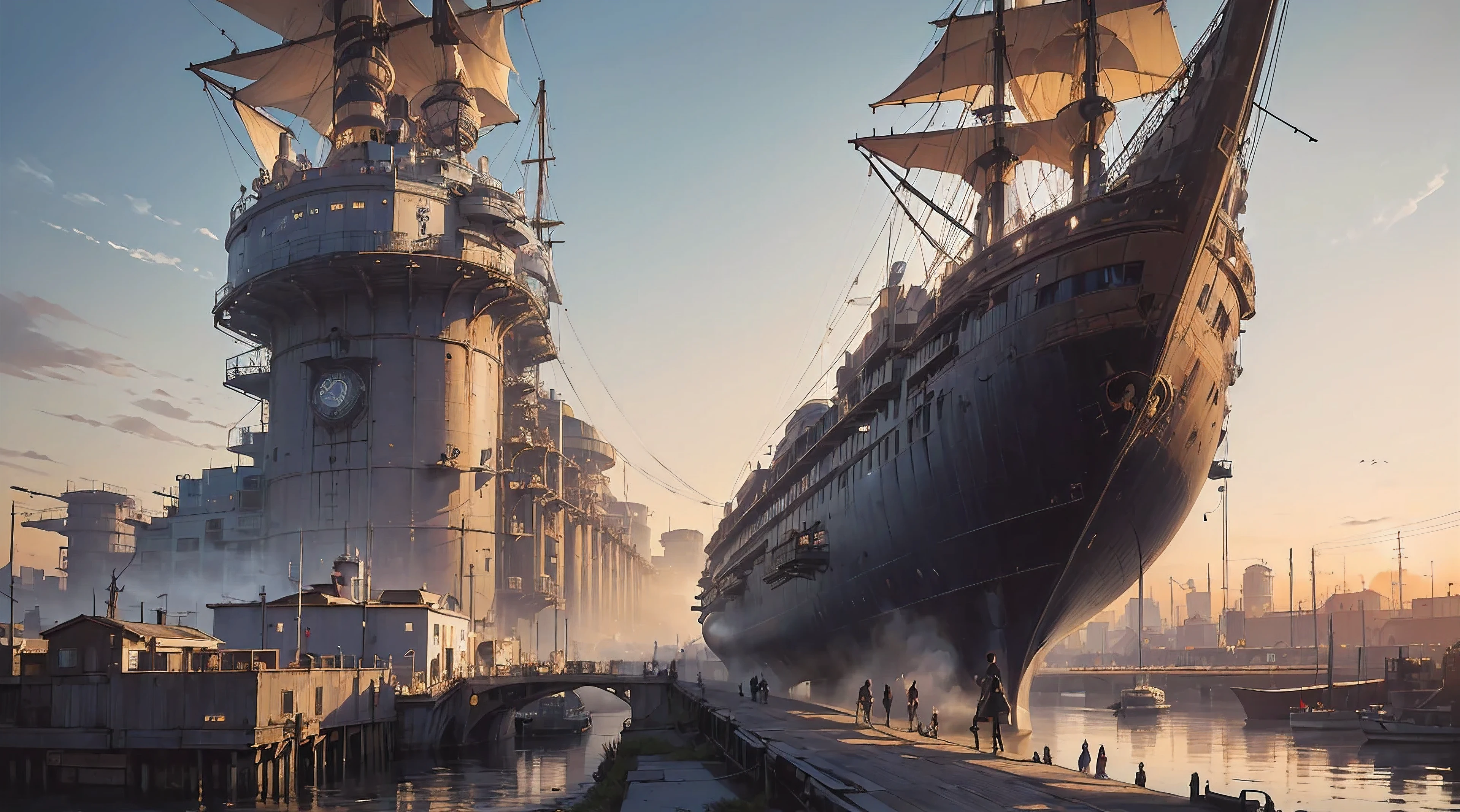 ((Romantic background wallpaper with epic and ultimate steampunk atmosphere)), ((steampunk fantasy:1.2)), (Vivid colors), (transportation airship flying in the sky:1.4),
BREAK, (3D multilayer structure, Steampunk 18th century New York Main Street:1.4), (Lots of steampunk machines:1.3 , steam and chimney) (An industrial-era factory powered by gears and propellers :1.3), ((steampunk adventure cityscape:1.3)), (Best Steampunk Adventure: 1.2), (steampunk gear decoration: 1.2), (skyscraper steampunk street:1.4) (18th century 1 hot air balloon), BREAK, (Building layout that gives a sense of depth, Gradually move from the front of the screen to the back.々The building continues on:1.3) BREAK,(A professional industrial machinery designer designs a steampunk airship:1.3), ((Neatly decorated finished steampunk victorian 1 airship:1.3)), (airship airplane propeller:1.3), (The airship is a completed hull:1.4),(Airship designs preferred by professional fantasy steampunk fan image designers:1.2), The airship is equipped with a propeller, turboshaft, and engine.、can fly in the sky。, Ships with engineering design in mind:1.4)),
BREAK, (masutepiece: 1.4), Super Resolution, ((Insanely detailed:1.3)), Sense of depth, (View award-winning, highly colorful digital art on your entire screen: 1.4), Old punk-ish, ((All Pages, victorian 18th century:1.2)), (No humans: 1.5), (Ultimate 1 illustration:1.3), (Composition where you can't see much of the sky), (ccurate), Gothic, (epicd: 1.1), Coal-fired power ,(Professional contrast balance design:1.4), (The rope must be placed appropriately and in an amount that does not upset the balance of the painting.。), (steampunk artistic)