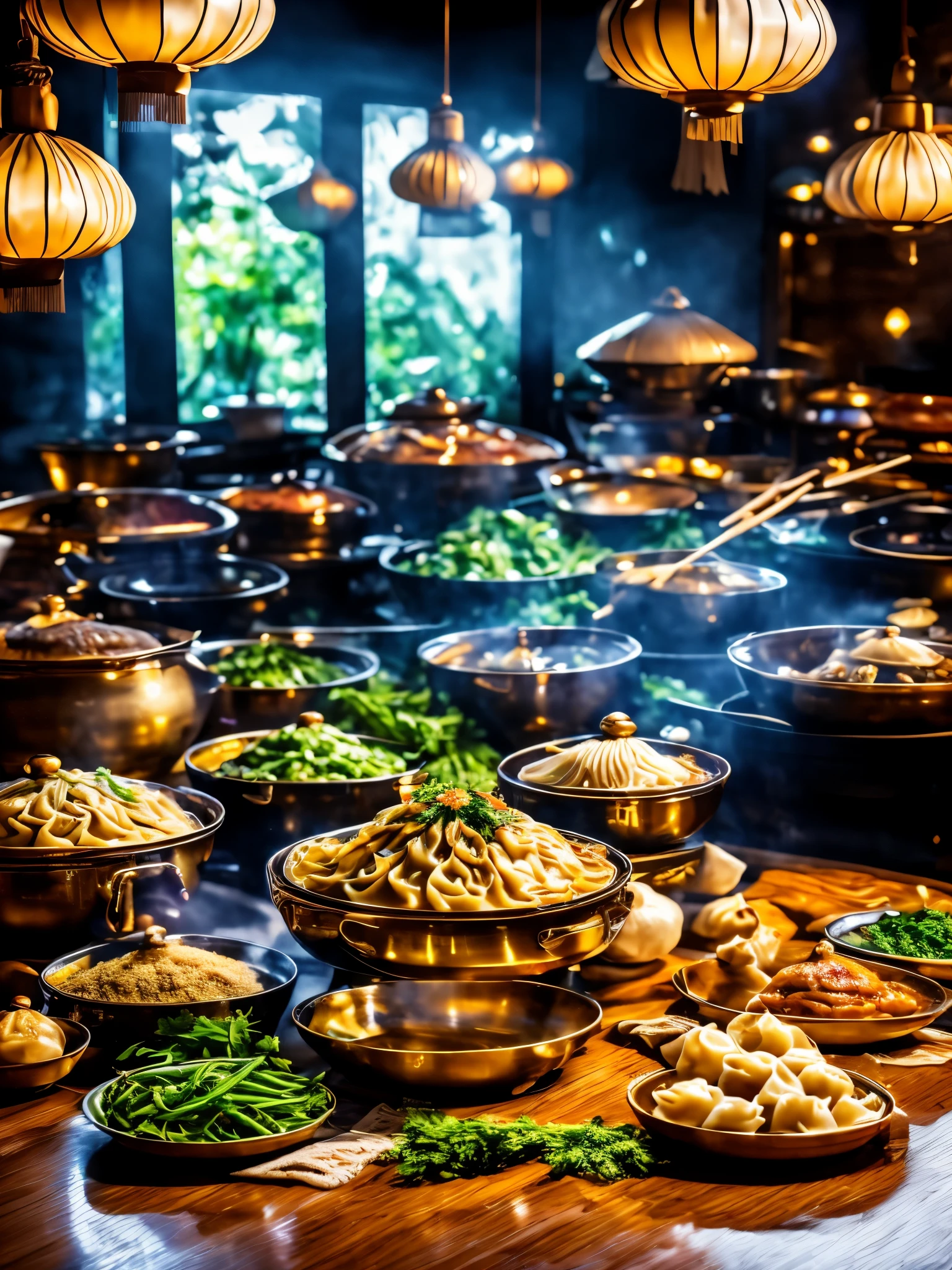 (best quality,highres:1.2),(realistic,photorealistic:1.37),HDR,studio lighting,ultra-detailed,
girl in kitchen,girl wearing apron,beautiful detailed eyes,beautiful detailed lips,
cooking scene,family gathering,delicious aroma,flour on the countertop,kitchen utensils,
bowl with dumpling dough,rolling pin,dumpling wrapper,steamer,steaming hot dumplings,
fresh ingredients,ground pork,mushrooms,cabbage,green onions,
traditional Chinese dumplings,Chinese cuisine,authentic taste,
vivid colors,warm tones,soft lighting,
happy atmosphere,joyful expressions,
mouth-watering,appetizing,crispy dumpling skin,
traditional decoration,Chinese lanterns,paper cutting,
anticipation,hunger,good fortune.