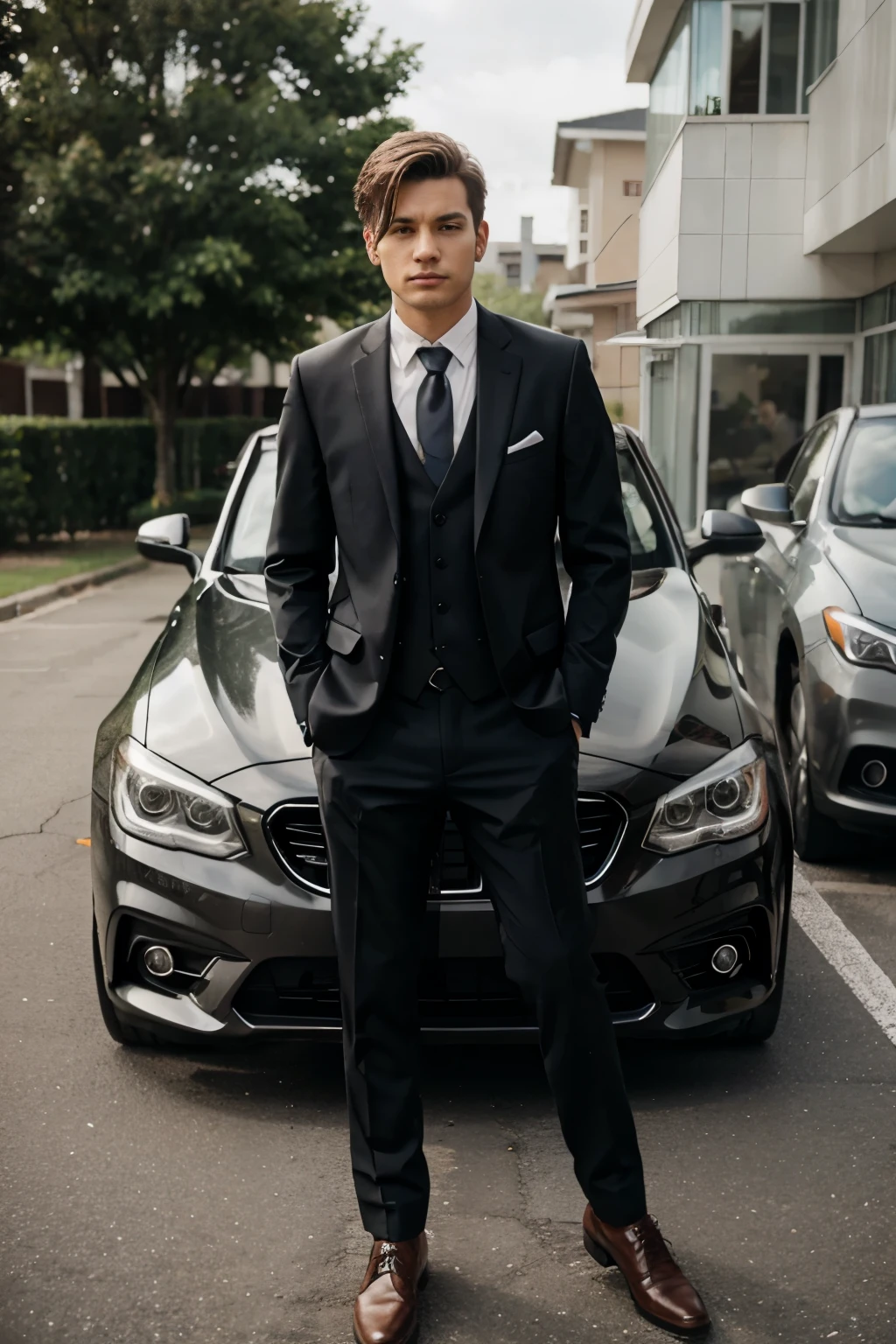 Boy suit and tie car