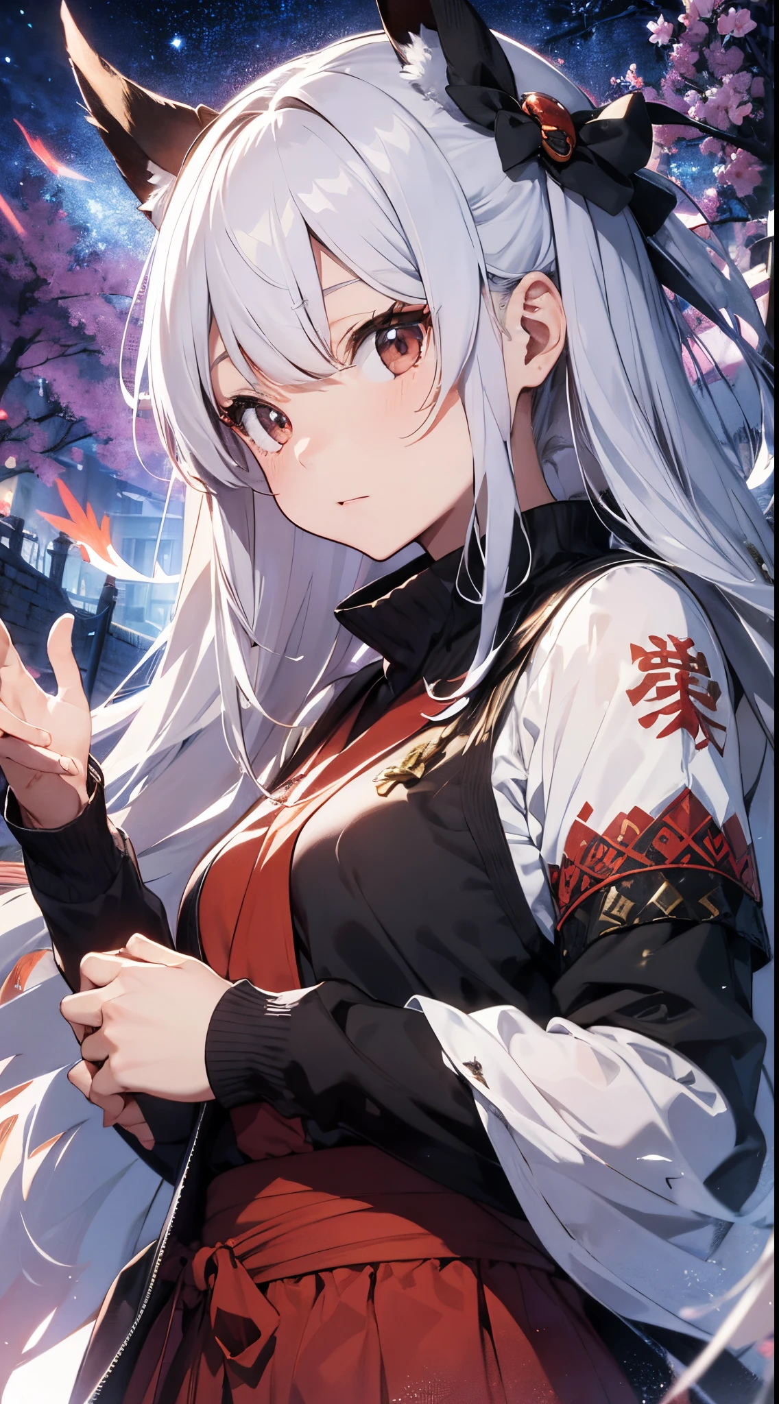 ​masterpiece、(detaileds、hight resolution、top-quality)、女の子 1 人、Onmyopath、samurais、A war-torn country with half-demons。 Silakurena, once a united state,、The country collapses due to the death of Meishu, who was organizing various places.、The three domains were entering the Warring States Period, where they were vying for the unification of the world.。 Nearly half of Shirakena is made up of humans.、There are also half-youths and beastmen.、The composition is largely divided by the clan.。 Northeast「Swaga Clan」は呪術や式神を駆使するOnmyopathたちの藩、Southeast「Takekura Domain」は城壁をも斬り裂く一騎当千のsamuraisたちの藩、western「Zion Clan」is a clan of subhumans such as half-youkai and beastmen who are good at witchcraft and covert actions.。 The three clans fought many times,、Through tactics that make the most of each characteristic、The forces were antagonistic。 After metastasis、Suddenly, the three clans that were confused by the shock of metastasis「Your power... Show me out...」I heard a voice saying.。 Convinced that this must be a message from the divine fox in the world of Shirakurena, the three clans decided to make a temporary truce.、Again became one country as Sirakrena。 Eta、To Centrake, who has tried to contact、Obey the message and wield your power as one、It was going into a state of war.。