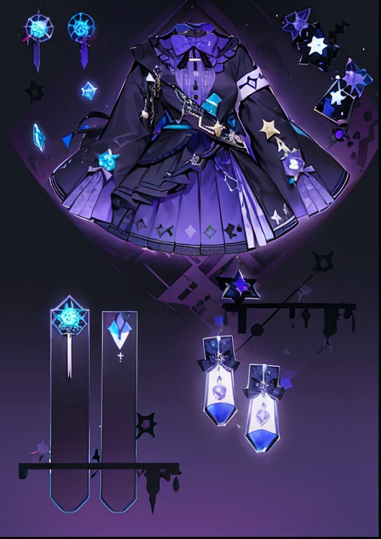 Hexagram star,As estrelas, crystals,Then there are blue, purple, white or black,a skirt,Lolita,Clothing,clothing design