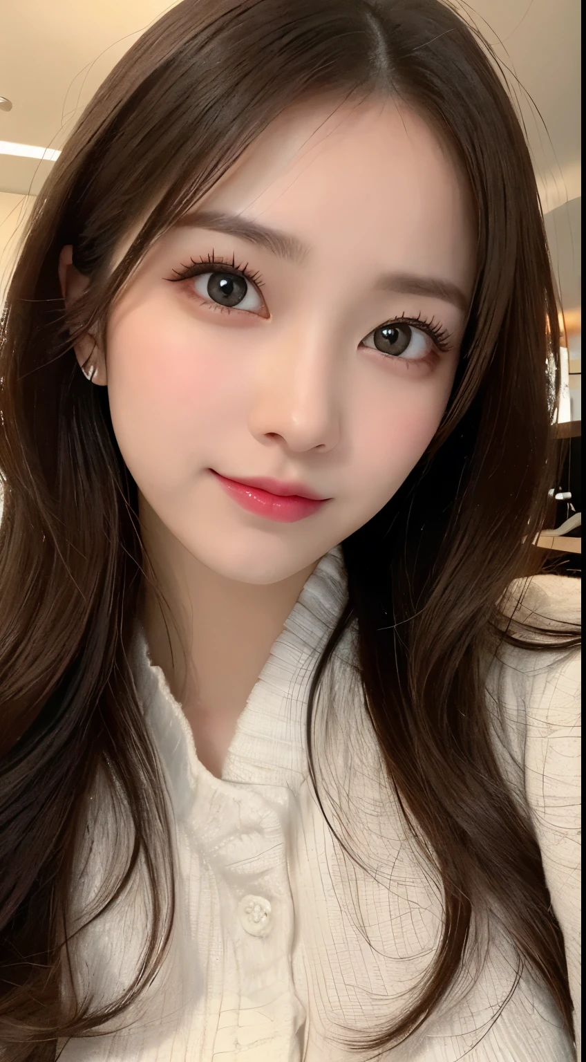 masutepiece, Best Quality, Illustration, Ultra-detailed, finely detail, hight resolution, 8K Wallpaper, Perfect dynamic composition, Beautiful detailed eyes, Elegant and gorgeous black fluffy Tokyo winter clothes,random cute hair,small tits,Natural Color Lip, Bold sexy poses,Smile、20 years girl、Cute、Sexy shot looking at camera,Always blur the background,Perfect and beautiful face,Take only the face,beautiful and detailed face、slim face and style,Big eyes、Do gal makeup,Anatomically correct body,Big eyes,Classy face,small face kpop idol face,Japan Idol Face,kawaii faces