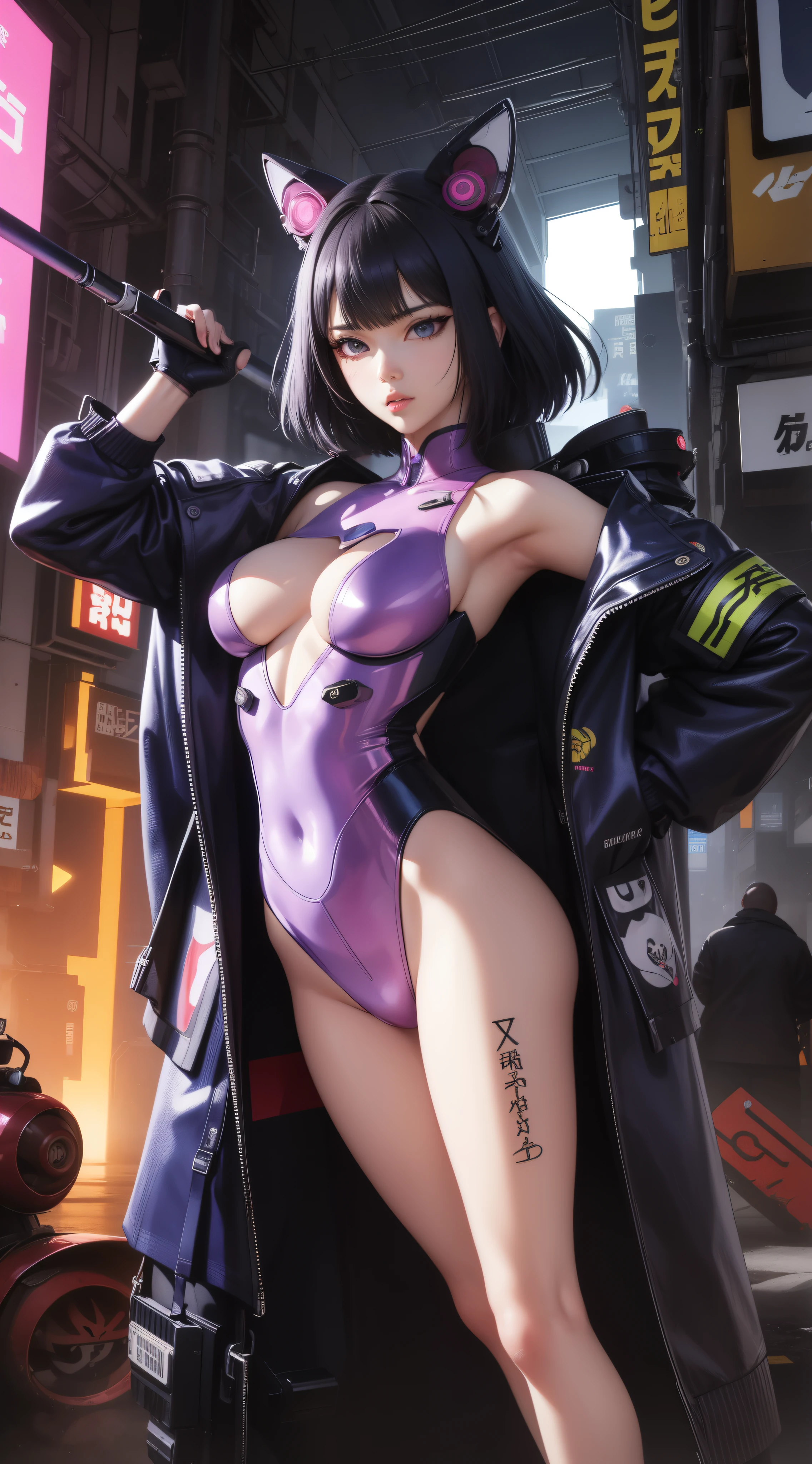 Takashi Murakami,Pop Culture Art,Manga,Female Nsfw Cyborg,erotic Posing,fantrome,Hentai,kawaii,Stylish,cunt,busty, Pubic hair,Glamour,pop of color,Psychedelic Costume,Dynamic Angle,Cinematic scene,Armored,Cyberpunk dystopian girl,Fantastic dystopia,Dystopian landscape,bladerunner,Ghost in the Shell,Photorealistic,Psychedelic and colorful tones,Posing,armaを構えて,guns,arma,masutepiece,ultimate detailed,8K,Detailed background