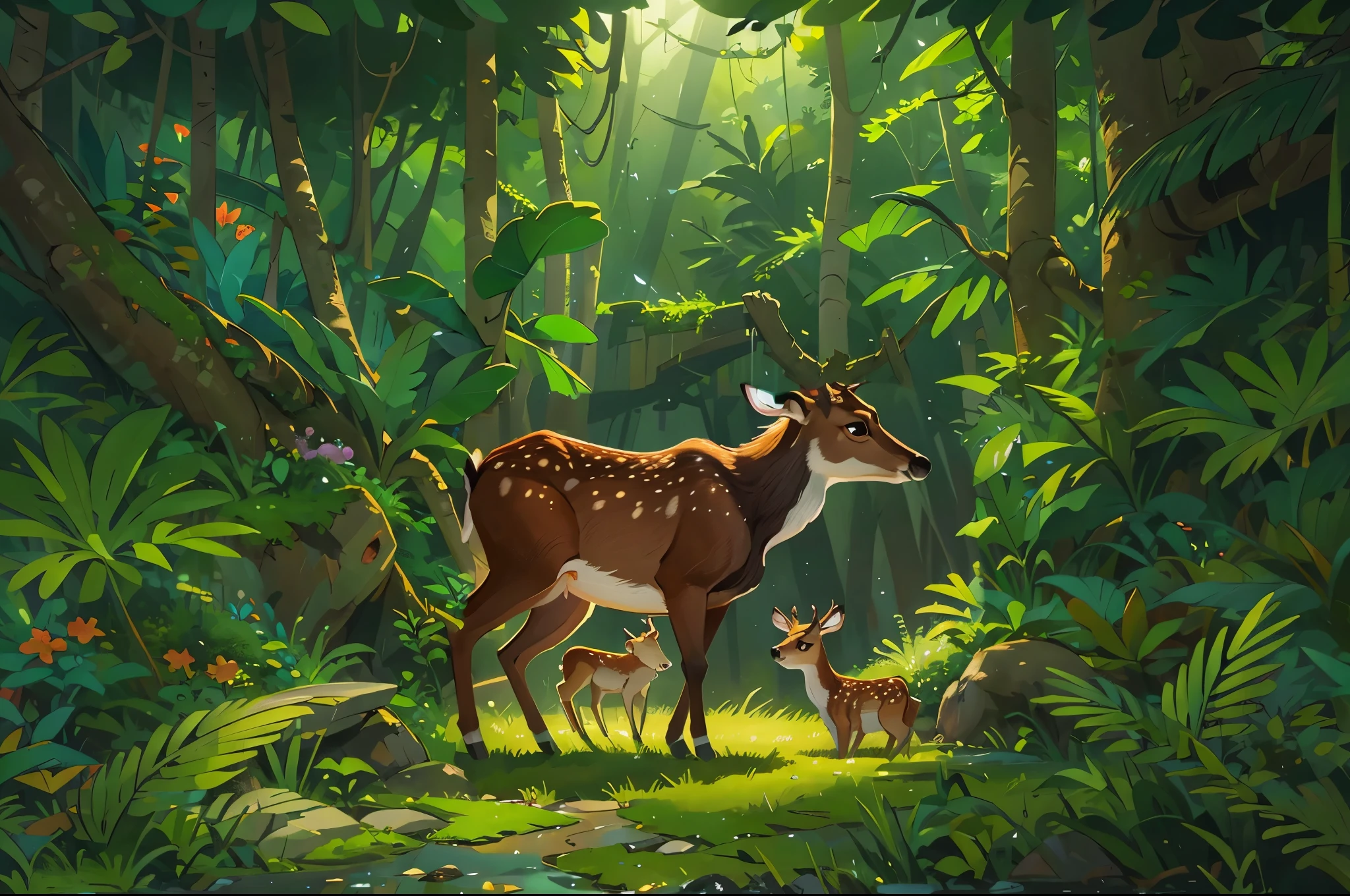 Redraw as:A sika deer,(((No Man))),((the right animal)),