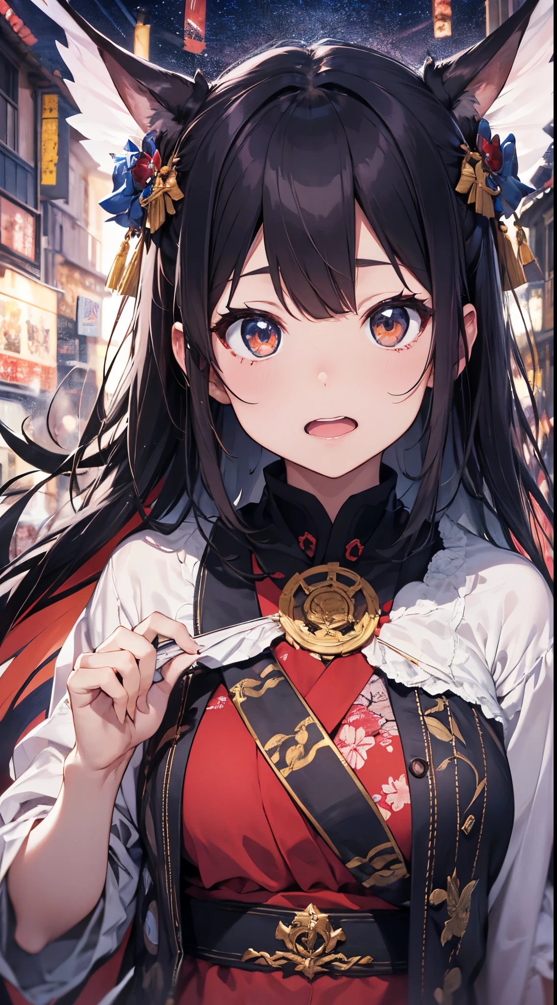 masterpiece、(detaileds、hight resolution、top-quality)、( 1 人:1.5)、Onmyopath、samurais、A war-torn country with half-demons。 Silakurena, once a united state,、The country collapses due to the death of Meishu, who was organizing various places.、The three domains were entering the Warring States Period, where they were vying for the unification of the world.。 Nearly half of Shirakena is made up of humans.、There are also half-youths and beastmen.、The composition is largely divided by the clan.。 Northeast「Swaga Clan」は呪術や式神を駆使するOnmyopathたちの藩、Southeast「Takekura Domain」は城壁をも斬り裂く一騎当千のsamuraisたちの藩、western「Zion Clan」is a clan of subhumans such as half-youkai and beastmen who are good at witchcraft and covert actions.。 The three clans fought many times,、Through tactics that make the most of each characteristic、The forces were antagonistic。 After metastasis、Suddenly, the three clans that were confused by the shock of metastasis「Your power... Show me out...」I heard a voice saying.。 Convinced that this must be a message from the divine fox in the world of Shirakurena, the three clans decided to make a temporary truce.、Again became one country as Sirakrena。 Eta、To Centrake, who has tried to contact、Obey the message and wield your power as one、It was going into a state of war.。