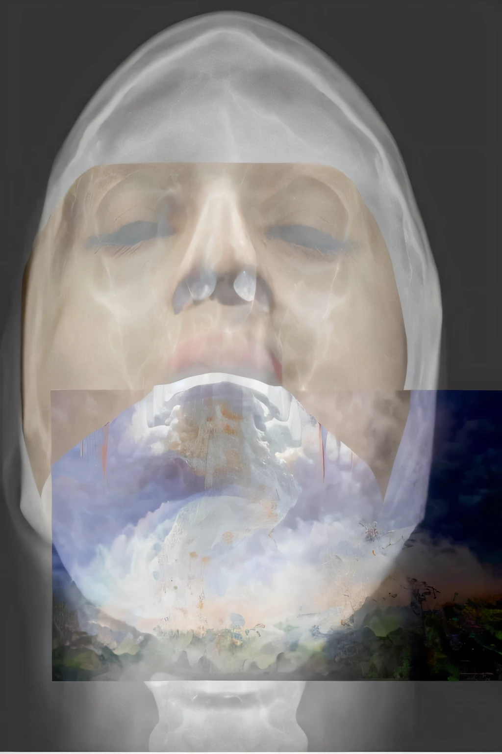 imagem arafada de um homem com uma boca grande e um dente grande, inspired by Anna Füssli, consciousness projection, pintura fosca da mente humana, Fractal da face, stable diffusion self portrait, rosto fotorrealista |, rasing of consciousness, lobotomia de uma mulher bonita, head fully visible, visible head, mist rising from the head