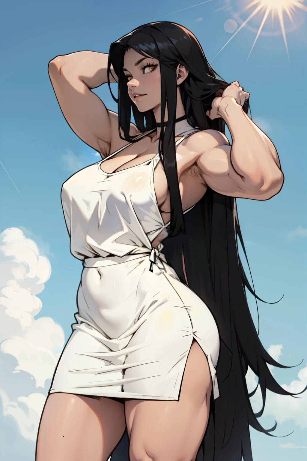 muscular huge breasts thick sunny sky clouds black hair yellow eyes sundress black hair yellow eyes pale skin solo joyful long straight hair long straight hair long straight hair long straight hair long straight hair long straight hair long straight hair long straight hair long straight hair