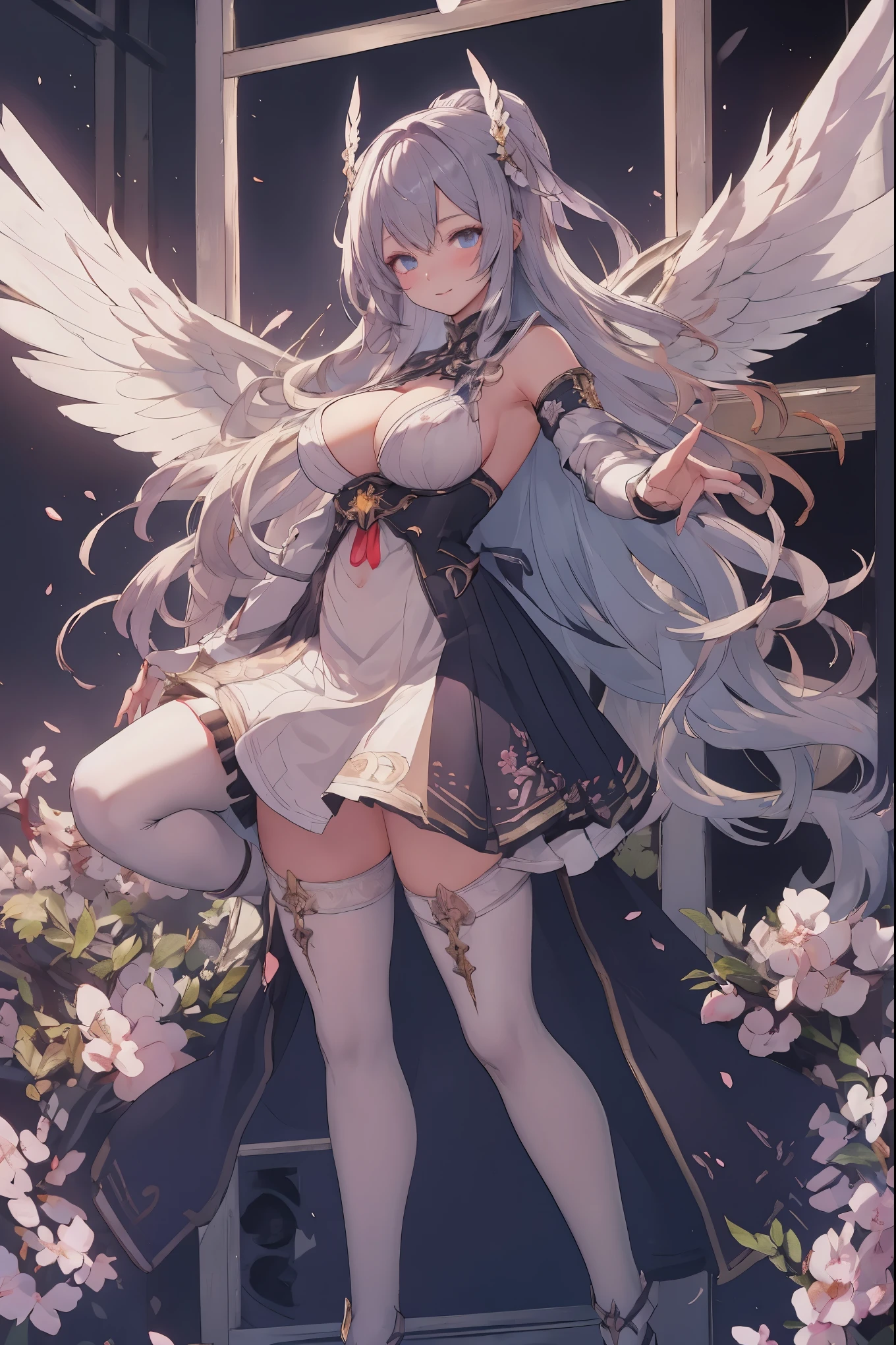 「Huge brightly colored wings」Quality over 8K, a female angel,Sexy,Long Blonde Hair,Anime,Goddess,Symmetrical blue eyes,Ultra detailed eyes,Transparent lingerie,forest,Sword,golden wings,Full body,hyperdetailed lips, hyperdetailed face, Double eyelids, Ultra Detailed feet,で,Beautiful legs,Tight boots,Full Leg Priestess、valkyrie、Angel wings、a navel、sideboob barbosa、with an intricate、Particles of light、thighs thighs thighs thighs、shinny skin、Perfect litthing、1girl in、looking at the viewers、Winged headgear、pelvis curtain、A smile、(masterpiece)、(top-quality)、非常にhuge-breasted、maternal、Porcelain Skin、honey blonde hair、非常にlength hair、hair wavy(valkyrie,Paladin:0.6),Angel wings,with an intricate, Perfect Lighting, Looking at Viewer,(masutepiece), (Best Quality)(valkyrie,Paladin:0.6),Angel wings,with an intricate, Perfect Lighting, Looking at Viewer,(masutepiece), (Best Quality)(valkyrieアーマー:0.5),(Winged headgear:1.1),School Girl,,with an intricate, Perfect Lighting, 1girl in, Ponytail, Looking at Viewer, Smile, snulight,creek,brazina steppiece), (Best Quality),thighs thighs thighs thighs 、a beauty girl,red color mecha,As graceful as a swan,Enchanting,Long grey hair,Red body,Fluorescence line,White hands,lab room,FutureTech,Red indicator light on the body,Full body photo,standing on your feet,dreamy scene,,dyna,super detailing,Cell shade,8K detail post-processinagnifica,hyperphotorealism,8K,epic composition,with an intricate詳細,unrealengine,Flying,Laser Cannon,Holy Angel Mecha,Mechanical exoskeleton,whaite hair,The sea beneath the golden eyes,Eventide,Angel Maiden,Angel wings,White long skirt,war,top-qualityの戦闘姿勢, 4K, masutepiece :1.3), short petite pretty woman, Blue-haired、Curly hair、length hair、Colossal tits、 Ultra-detailed face、maid clothes、Detailed eyes, sluttish, Pose Seductive, , (huge-breasted), Round breasts、red blush。kawaii、Shy、1 Crying face、nightcity、Sateen、Kimono without sleeves、A dark-haired、Holding a weapon with blood on it、Looking at the camera、Cherry blossoms are dancing,Unusually resistant