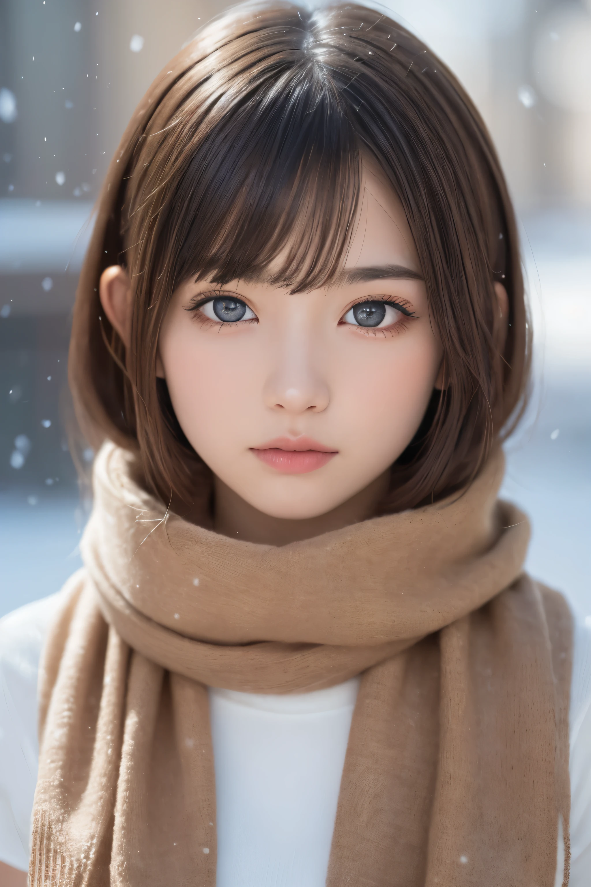 one-girl, (A beautyful girl, Delicate girl:1.3), (ar old:1.3),
BREAK BREAK BREAK, NSFW, (Eliminate nudity:1.3), (围巾:1.2),
BREAK BREAK BREAK, Very fine eye clarity, (symetrical eyes:1.3),
BREAK BREAK BREAK, (snow landscape:1.3),
BREAK BREAK BREAK, little breast, Brown eyes, Parted bangs, Brown hair, Petite girl,
BREAK BREAK BREAK, (Eye and facial details:1.0),
BREAK BREAK BREAK, (tmasterpiece, Best quality at best, ultra - detailed, 详细的脸, 8K)
