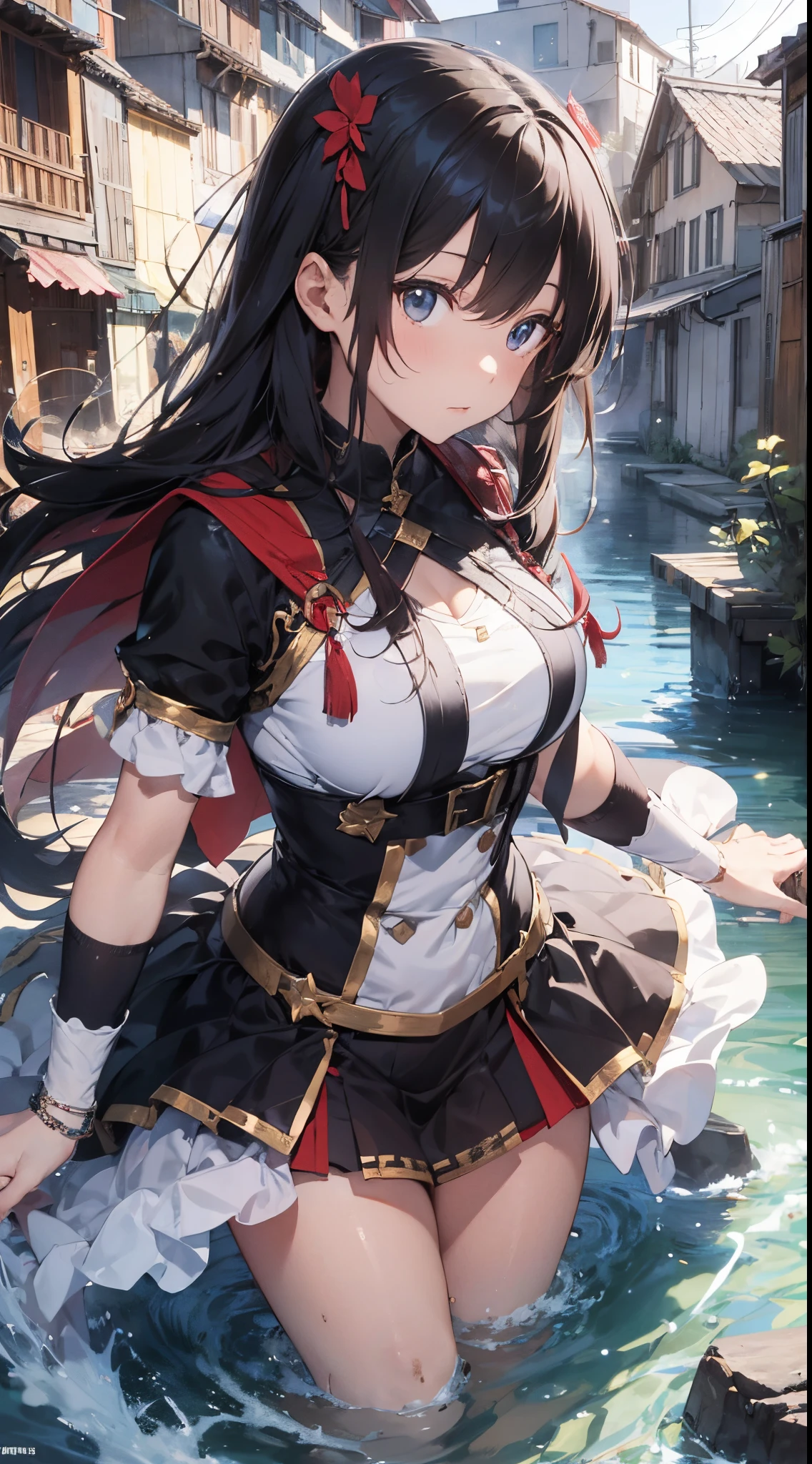 ​masterpiece、(detaileds、hight resolution、top-quality)、（女の子 1 人：1.5）、A country in the world of swords and sorcery, where magic and monsters are commonplace。 It's a world where big wars have happened in the past.、People from neighboring countries who thought about coexistence and co-prosperity so that war would not occur again々It is a multi-race nation that was born by the collection of。 Therefore、The human、elvish、dwarves、beastmen, etc.、非常に多種多appearanceな種族で構成されている。 Before the metastasis, it was an island nation in the center of a huge lake.、湖の外周にある周辺各国からappearance々People and things were coming and going.。 Eta、Making the world a better place、Utilizing goods and technologies brought from various countries、appearance々Research and development、Exchanges were taking place。 After metastasis、Only the Saint Lake and the surrounding lakes were transferred to the Granschleide.、Saint Lake, which relied on neighboring countries for much of its supplies, was quick to々will be plagued by supply problems。 Although contacted Sirakena in search of supplies、Perceived as an enemy and attacked mercilessly。 Suddenly, St. Lake, who had his hands full defending against the fierce attack from Sirakena,「Comrades... Looking...」I heard a voice saying.。 Centrake relied on his voice to contact Fuentes.、Forming alliances。Eta、He moved to end the battle with Sirakrena.。