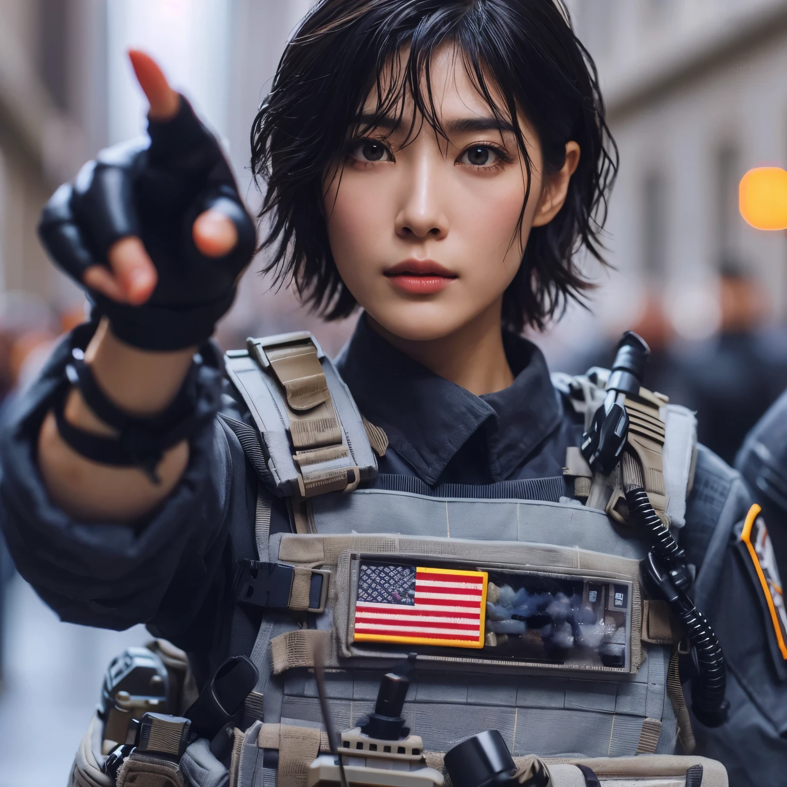 Photorealsitic、realistic skin textures、automatic rifle、Christmas tree