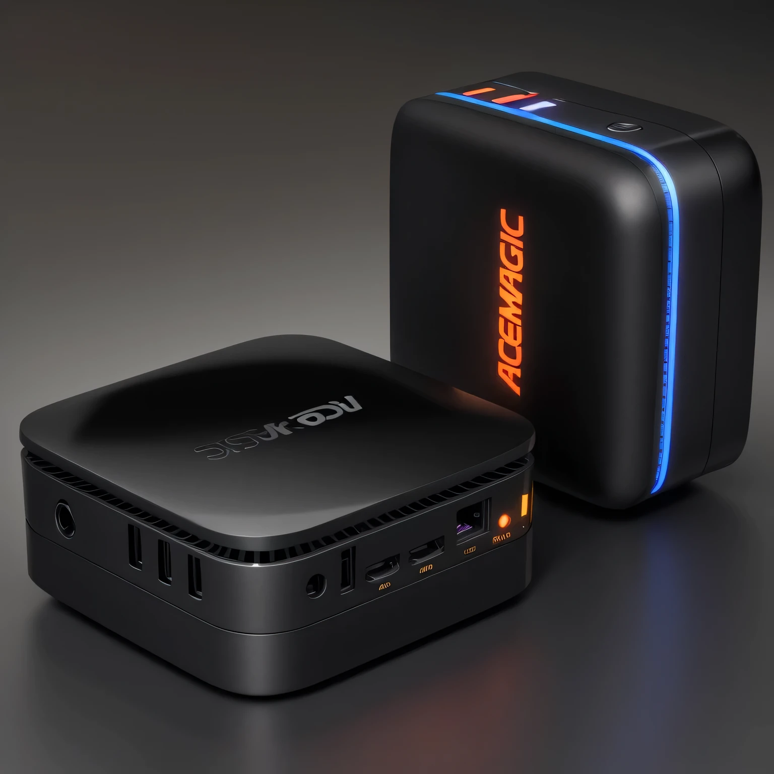 a close up of a small black device with a colorful light on it, 4 k product photo, 4 k image, 4k image, bottom angle, rendering, h 8 0 0 c 1 0. 0, packshot, 480p, 4 8 0 p, black magic, 4 k - h 6 4 0, computer render, colorful magic