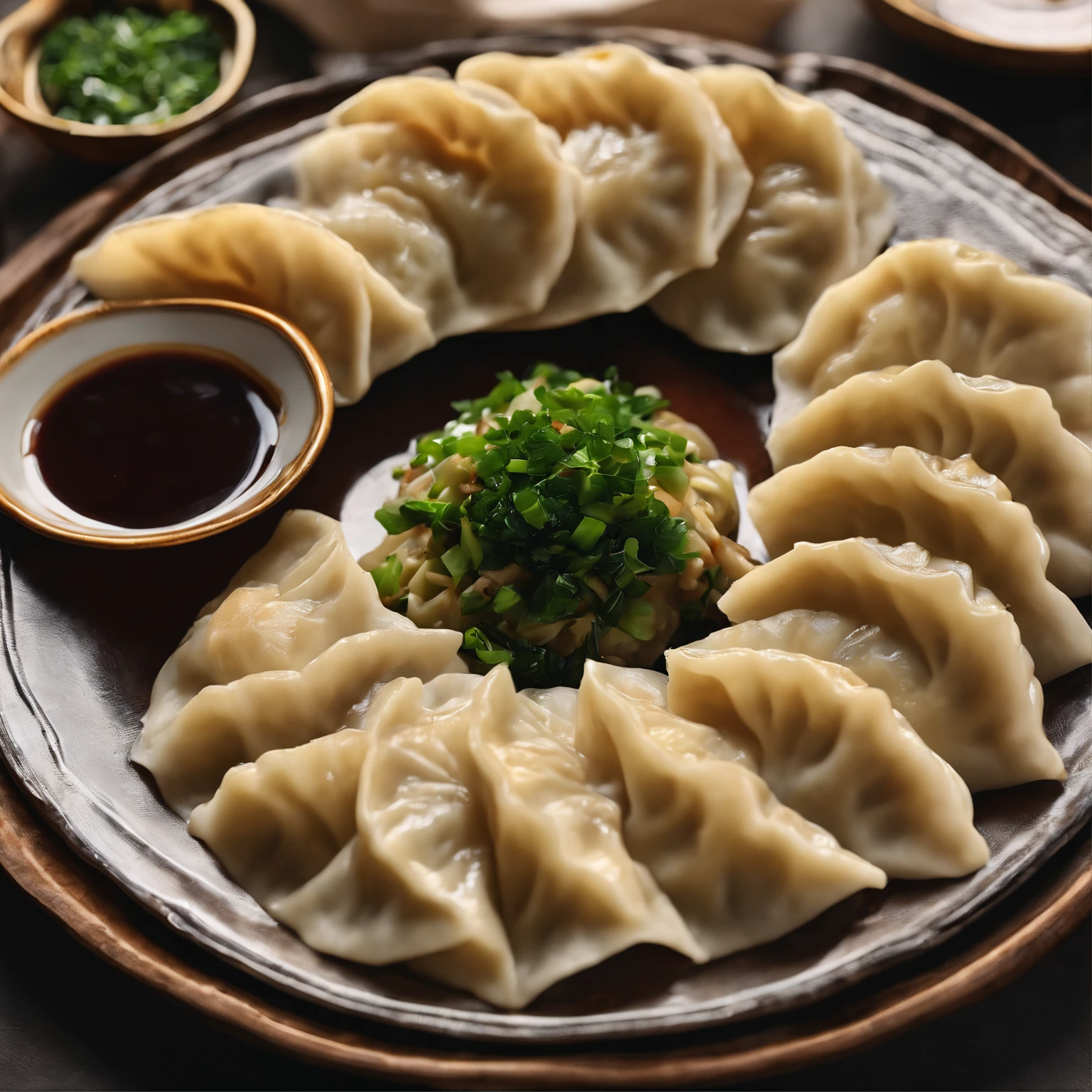 A plate of dumplings，Crescent shape