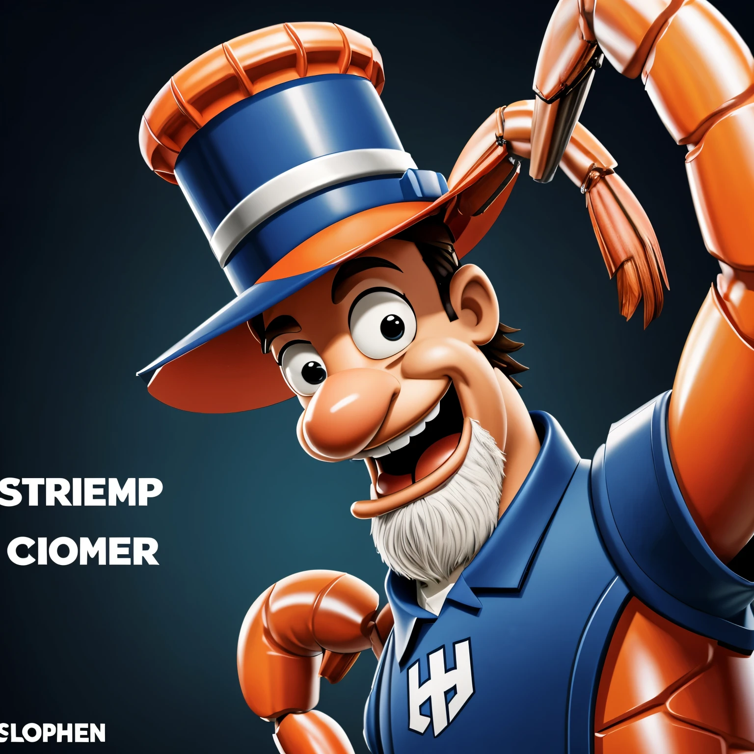 Shrimp cartoon as a blue collar worker