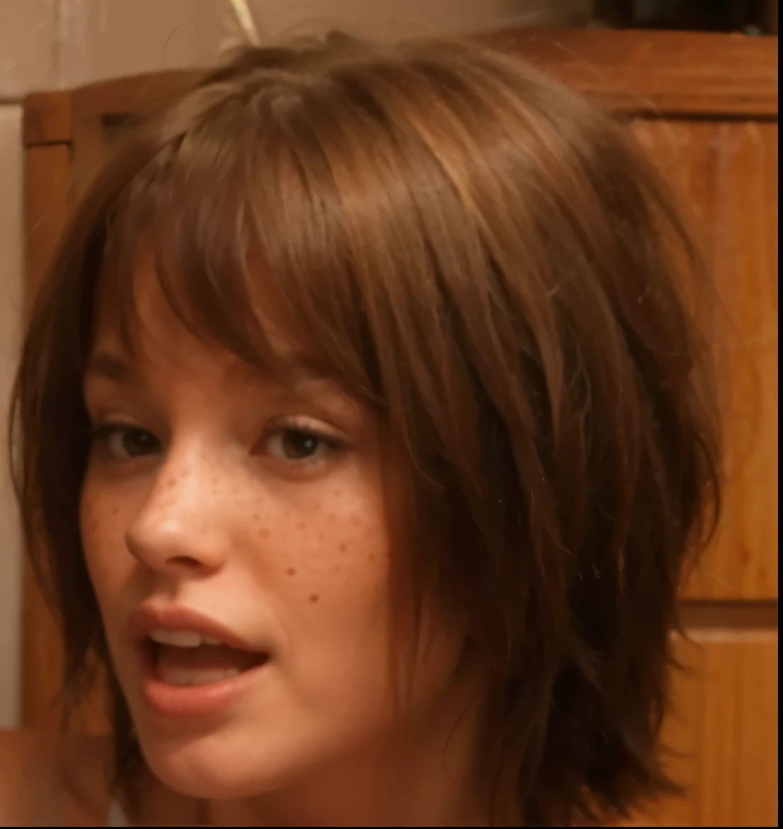 Debby Ryan nude performing fellatio on a brown penis in perfect view. 4K resolution.
