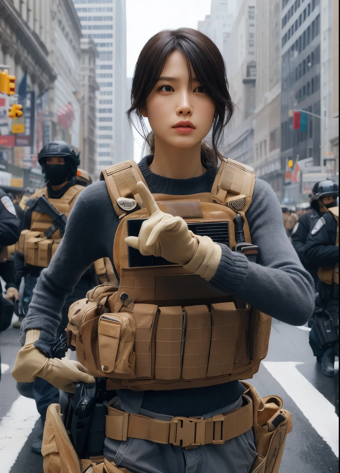 Photorealsitic、realistic skin textures、automatic rifle、Christmas tree