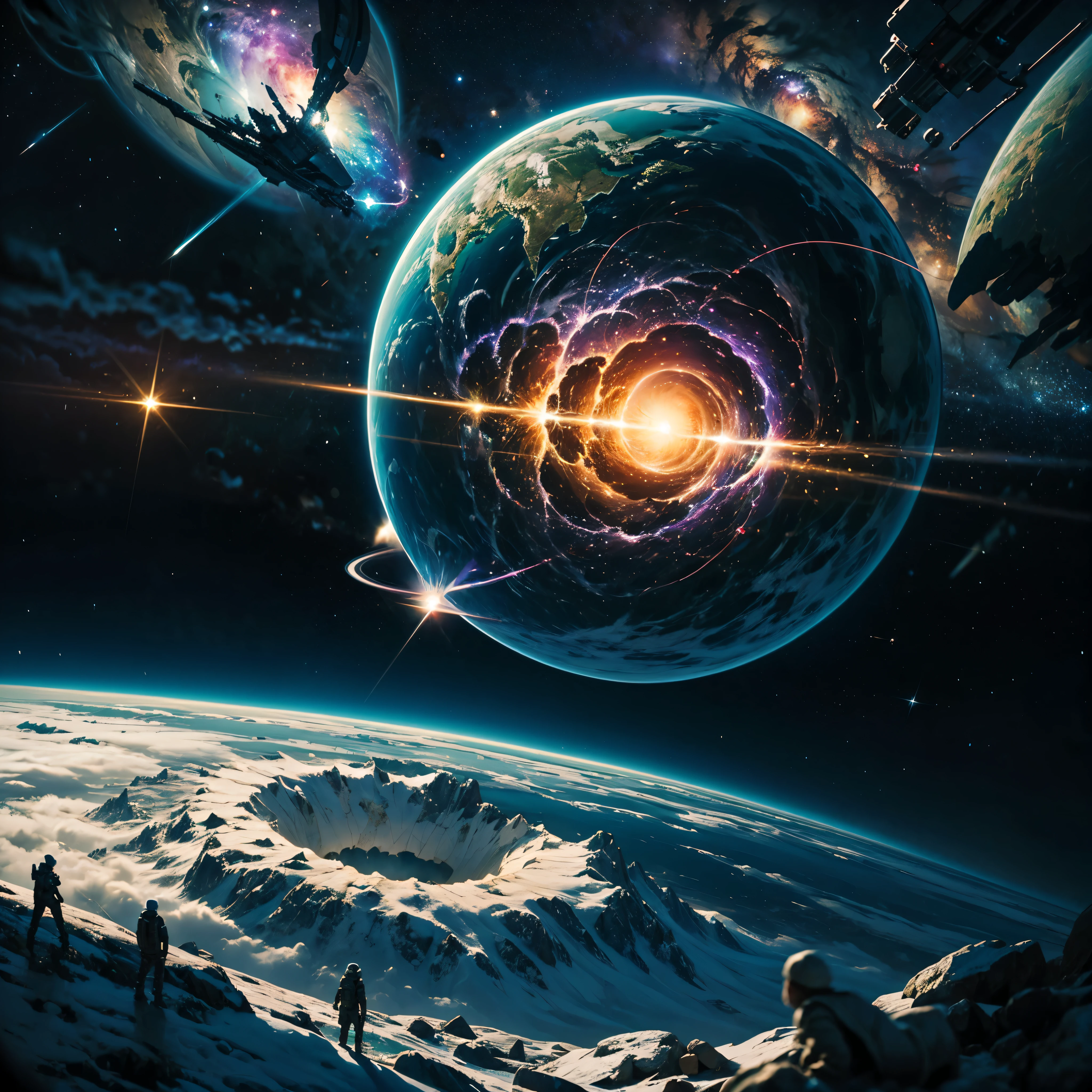 Astronaut:1.4 New Chat 2023-12-22 00:22:57 From the atom to the galaxy 2023-12-22 00:23:59 The universe is made up of a huge variety of objects, from the smallest atom to the largest galaxies. Atoms are the basic units of matter. They are composed of a central nucleus, which contains protons and neutrons, surrounded by electrons orbiting around it. Atoms combine to form molecules and compounds, which are the basis of chemistry and life. The molecules, in turn, combine to form cells, which are the basic units of life. Cells organize themselves into tissues, organs, and systems, forming the human body and that of other animals and plants. In addition, there are other subatomic particles, such as quarks and leptons, that are studied in particle physics. As we move away from the subatomic world, we encounter the planets and stars. Our solar is made up of the Sun, planets, asteroids, comets, and other objects. Stars, in turn, cluster into galaxies, which are huge structures containing billions of stars, as well as nebulae, star clusters, and black holes. The entire universe is filled with galaxies that cluster into superclusters and form a vast cosmic web. And there's still so much more to discover and explore beyond what we know to date masterpiece meticulously intricate ultra_high-details extreme improved ultra_high-quality ultra_high-res ultra_photo-realistic optimal ultra_sharpness perfection accurate volumetric Lightning contrast global illumination cgi vfx sfx reflex Octane_rendered ultra_high-def UHD XT3 DSLR HDR romm rgb pbr 3dcg fxaa blu-ray vivid colors-coded anti-aliasing fkaa txaa rtx ssao opengl-shaders glsl-shaders post-processing post-production cell-shading tone-mapping ❤luminescence Heart glow hearth
Crystalline earth radiant varies multi etc. --v 5.2 --s 1000 --c 20 --q 20