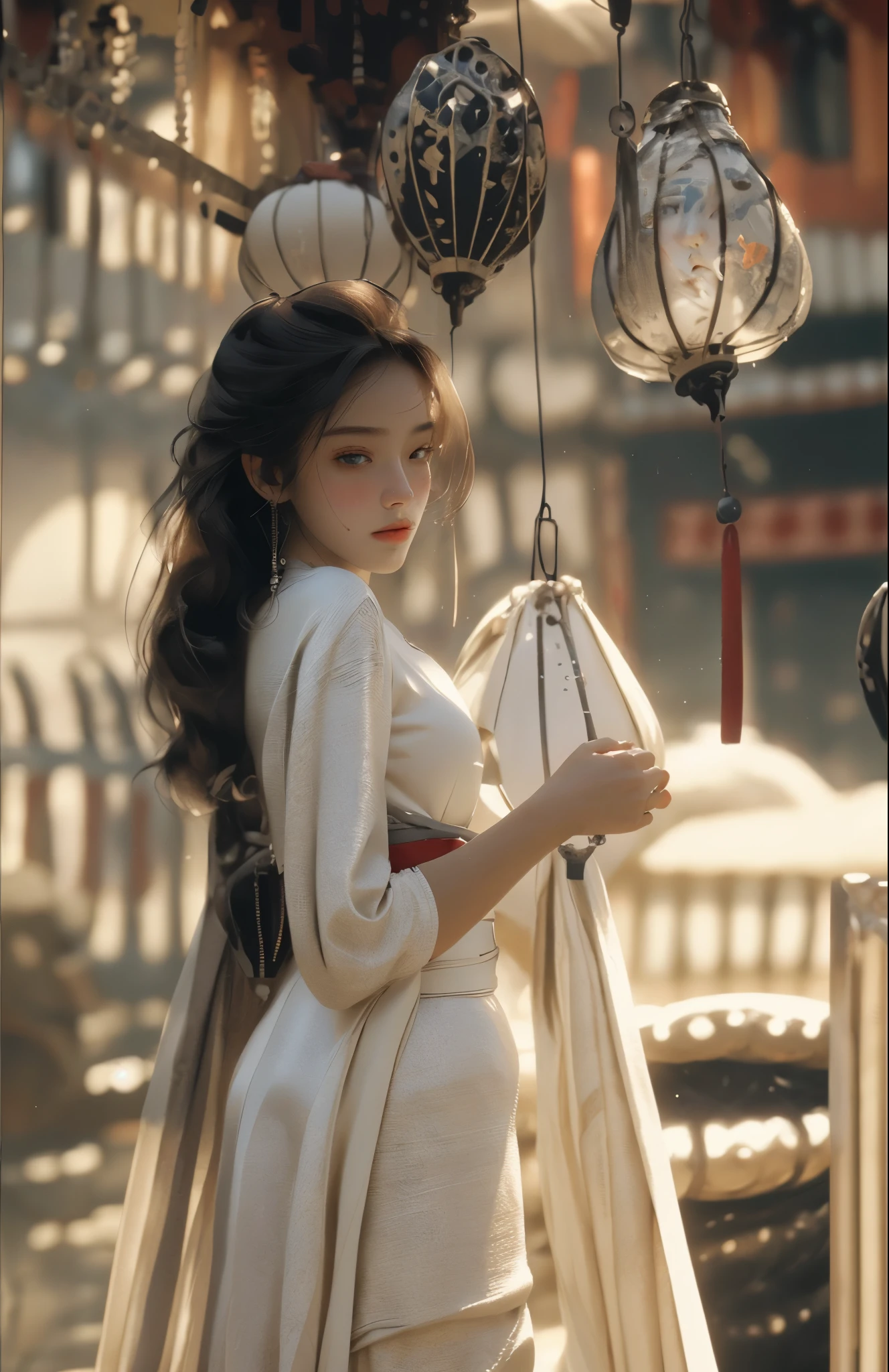 8K, Best Quality, Masterpiece, Ultra High Resolution, (Realism: 1.4), Original Photo, (Realistic Skin Texture: 1.3), (Film Grain: 1.3), (Selfie Angle), 1 Girl, Beautiful Eyes and Face Details, Masterpiece, Best Quality, Close-up, Upper Body, Looking at the Viewer, 
white suit