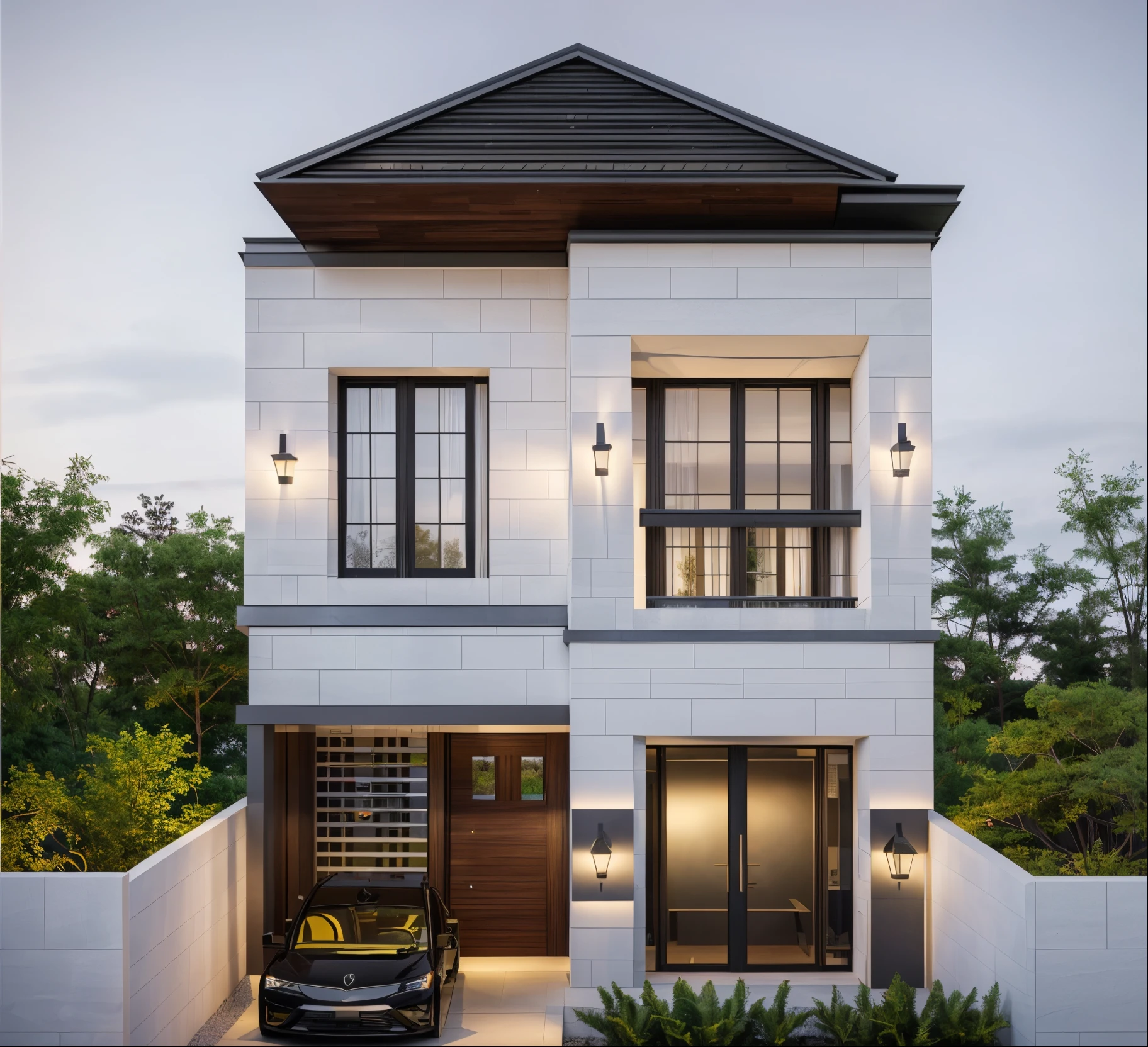 villa modern,night, Realistic, exterior, sunlight, house, RAW photo, 8k uhd, dslr, (high detailed skin:1.3), soft lighting, ultra quality, film grain, Fujifilm XT3, sharp image, best quality, authentic, hight quality,