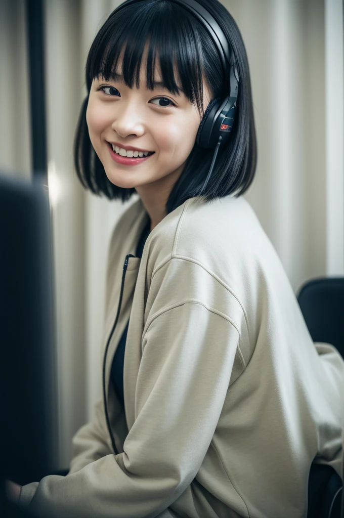 8K,RAW portrait of girl,80mm,超A high resolution,Best Quality,japanaese girl,Idol,Cute,Play games on PC,gamer,Sit in a gaming chair,wearing headset,Holding Game Controls、(darkened room:1.2),oversized T-shirts,sport short pants,(Natural Skin Texture,Detailed skin, Hyper-Realism,ultra sharpness),Intricate details,High resolution, Natural lighting,
Moonlight,scowl,White hair,tareme,Toned,Multiple girls,Bald,from behind,Spotlight,American,Curly hair,Looking back,Full body,girl,without nose,raincoat,short twintails,bangs pinned back,
hair messy,grin,Shy,colourfull,Vivid,8k,beautiful,Grin,19 years old, Bob with bangs, Black hair, Medium Hair, Room, Hoodie, Japanese, Voice actor, headphone, speak at a microphone, real, photo real, realistic Japanese cute, 8k, RAW photo, best quality, masterpiece, realistic, photo-realistic, clear, professional lighting, beautiful face, best quality,ultra high res, Style: hyper-realistic photograph, (with a book in hand), microphone, (front of microphone), read a book, Sony α7, 35mm Lens, f1.8, hasselblad x 1 d – 5 0 c, medium format, soft lighting, by Daniel F Gerhartz, intricate, super highly detailed, trending in pinterest, sharp focus ,portrait photography,detailed skin,real person