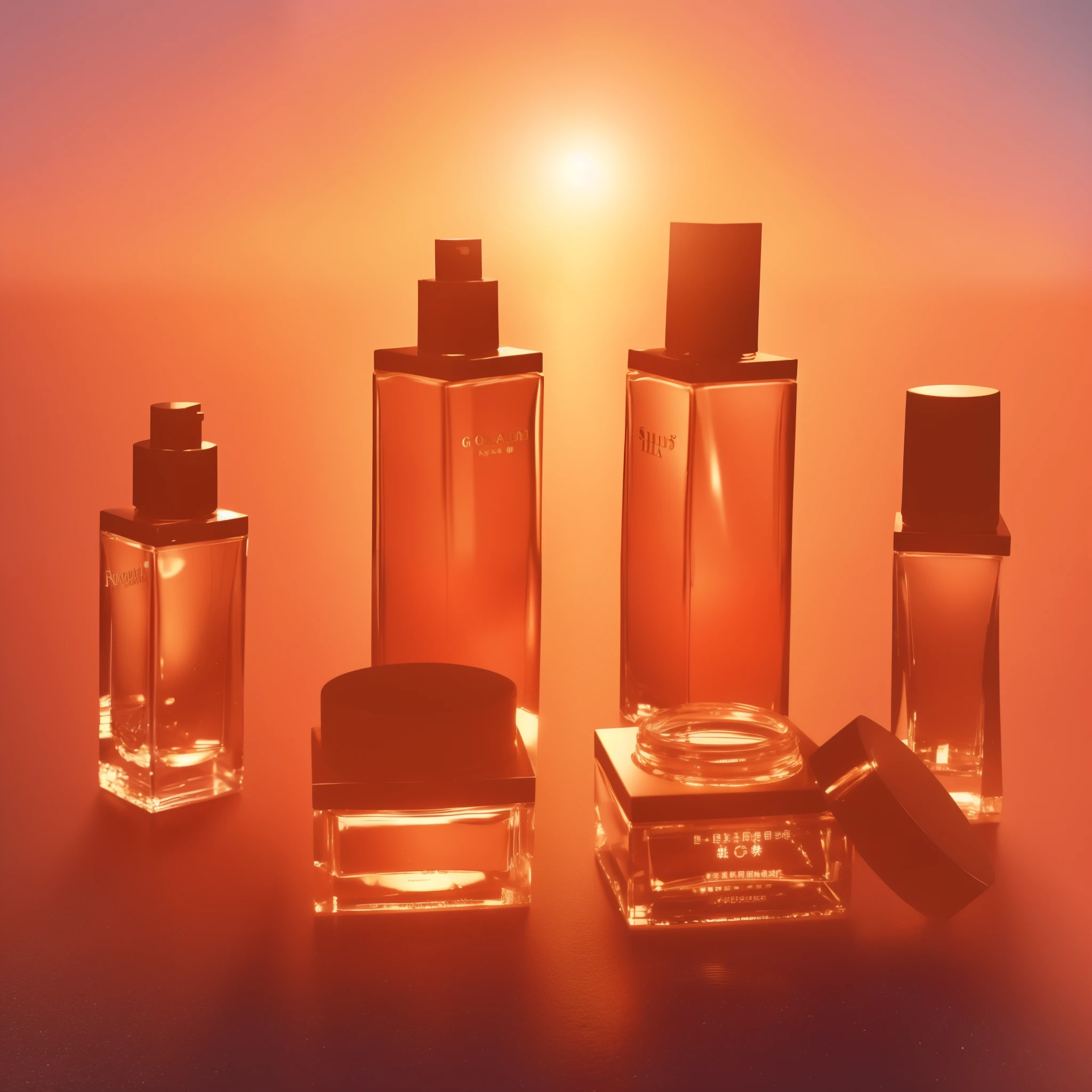 Best quality at best， face cream， Flower background，8K，style of photography，Highlight bottles and sunshade bottles