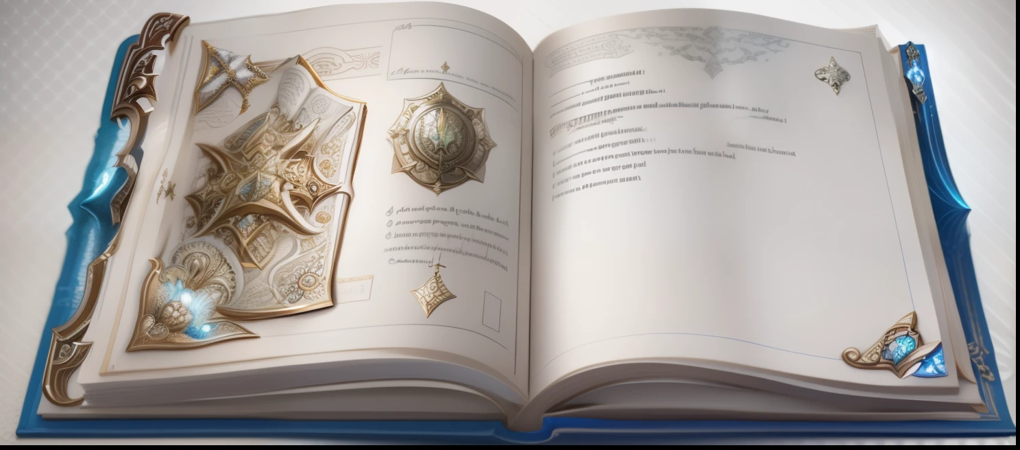 an open book，There is writing on it， detailed book illustration, spelling book, magic book page, covered with text, magic book, Game asset mystery, storybook design, Medieval book illustration, encyclopedia illustration, magic book, fantasy book illustrations, Detailed picture, illustrated novel, Bible illustrations, ancient writing style