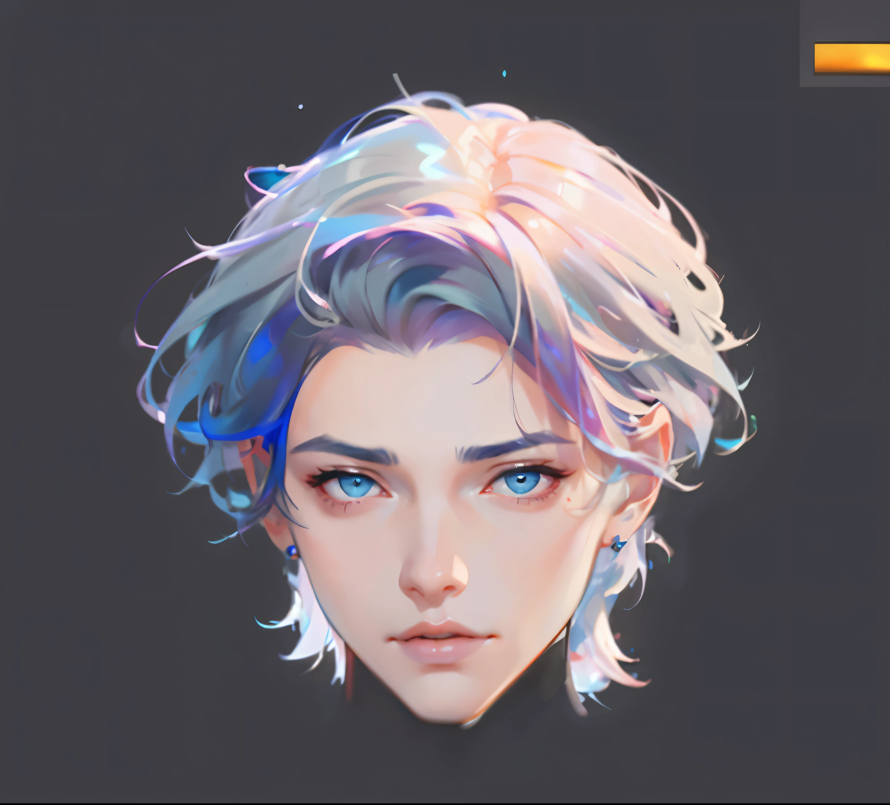 Close-up of man with short hair and blue eyes, RossDraw Portrait, inspired by Yanjun Cheng, Digital anime illustration, 2D portrait, Guviz-style artwork, Ross Painting 1. 0, digitial painting风格, character art portrait, Stylized portraits, digital character painting, 详细的digitial painting, digitial painting, detailed character portrait