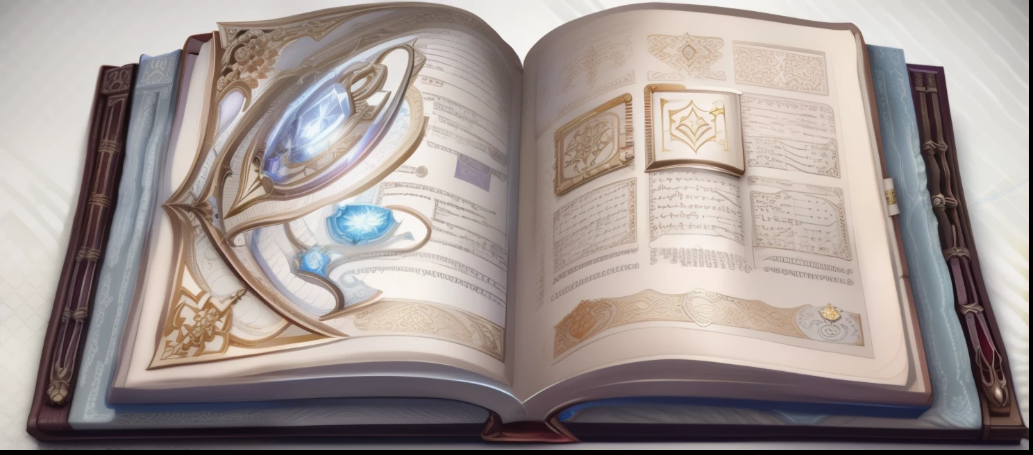 an open book,There is writing on it, detailed book illustration, spelling book, magic book page, covered with text, magic book, Game asset mystery, storybook design, Medieval book illustration, encyclopedia illustration, magic book, fantasy book illustrations, Detailed picture, illustrated novel, Bible illustrations, ancient writing style