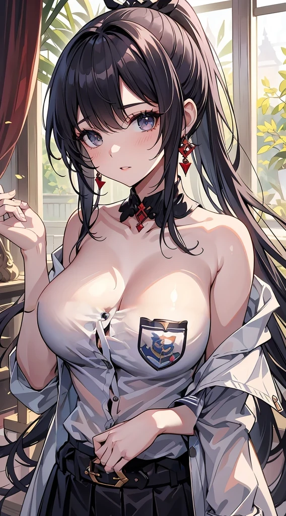 large , huge breastsct breasts, schoo school uniform, fully dressed, no exposure