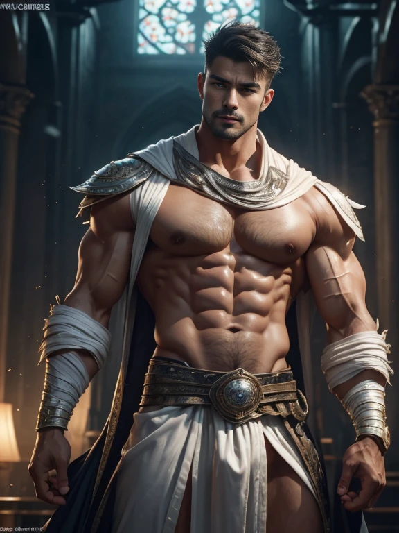 European males，35yo，Tall guy，Handsome guy with plump chest muscles，largeeyes，Sexy and charming expression，melancholy bright eyes，masseter membrane、well built、put on eyes、(eBlue eyes)，gay twinks、scantily clad、Brush cut！Nod and pull your head five times！！outdoor sports board！(高the detail8k)Dark skin！raise your eyes！open your eyes！ ((realistically)), Sexy white silk fabric！Raised sexy！[Dressed in white silk flowing fabric worn by sexy Romans！The cathedral has stained glass]! !!!dermis, [ 短发the detail, Shaved on both sides, silvery white ]!! ultra - detailed, Best quality at best, Strong light illumination, Focus sharp, theater audience, The upward lens is closer to the body, (( Lean Body Fat 15%，短发the detail！ shave the sides short, silver whey health, My chest is hairy, bodyhair, , 露出shaggy的腋窝, shaggy的腿, silber hair,)), Full body lesbian, musculousgigachad, Super buff and cool, aged 40, shaggy, a screenshot by Adam Dario Keel, reddit, Photographic realism, , Bigchest, Upper part of the body, Fluffy, Muscle tissue, attractive male, shaggy的身体, gigachad, Hideo Minaba, Chad handsome charming male，side ，Inspired by the realistic photos of Ludovit Fula, placed in a, sweaty abs, Well-defined abs, attractive body, flowers growing out of his body, [ silber hair ]!!, muscle men, tear drop, There are abs, muscle men纠缠在一起, six-pack, [ defined abs ]!!, sexy muscular body, musculous躯干,Strong masculine characteristics,35yo， masculine pose, David Gandhi, 35yo, male model, attractive male，Side Body("！, large bulge ":1.2),(dynamicposes:1.1), 大腿的tmasterpiece, Best quality at best, A high resolution, closeup portrait, malefocus, solofocus, of a man,  The erection，low angle hairstyle, Grow a beard, weight loss，Stay healthy, My chest is hairy, bodyhair, , Raised sexy，露出shaggy的腋窝, shaggy的腿, little beard, model poses, Surprising composition, Front view, HighDynamicRange, Bad laughs， , Eight-pack abs, Abs hair，, raise your hands high, 短发the detail, Shaved on both sides, silvery white, Grow a beard, spark of light, Sexy big bulge！，There are small protrusions in the abdomen, the detail, Belly and hairy belly are complicated， 8K post-production，musculous性格, Strong masculine characteristics, muscle men图片, Bulging muscles, muscle men, musculous大腿 ８ｋ 高the detail,电影灯光, hyper realisitc, 高the detail, Anatomically correct, ctextured skin,!high high quality,wide wide shot！全身Best quality at best, A high resolution, tmasterpiece, Guy、musculous、短发the detail、NSFW、Spacious size、Authentic texture、Upper part of the body、large bulge、、soles of feet、wastelands、training