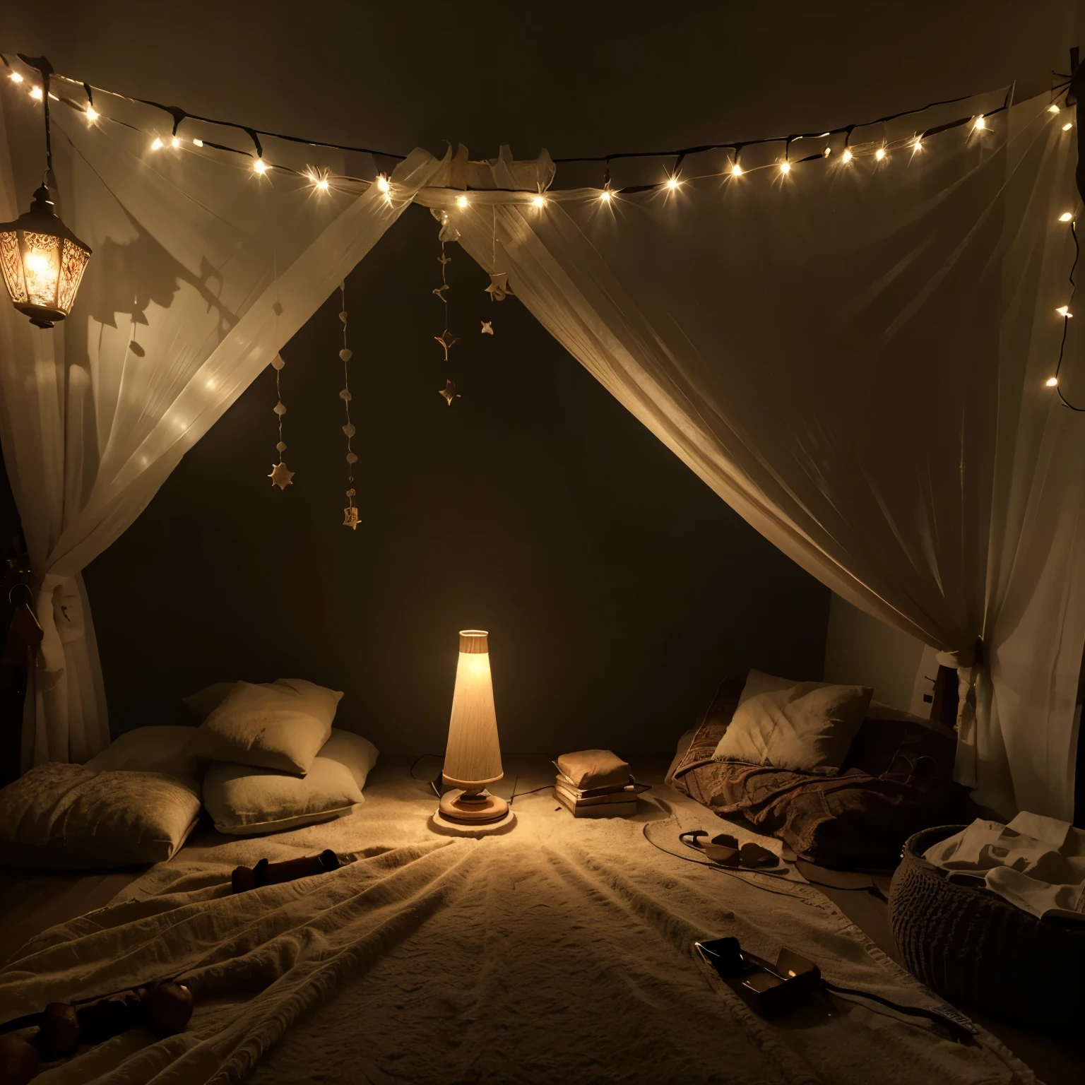 In the photo, the atmosphere of comfort and conviviality reigns in the online store. Soft lighting of garlands and lamps creates a play of light and shadow, giving each product a magical aura.