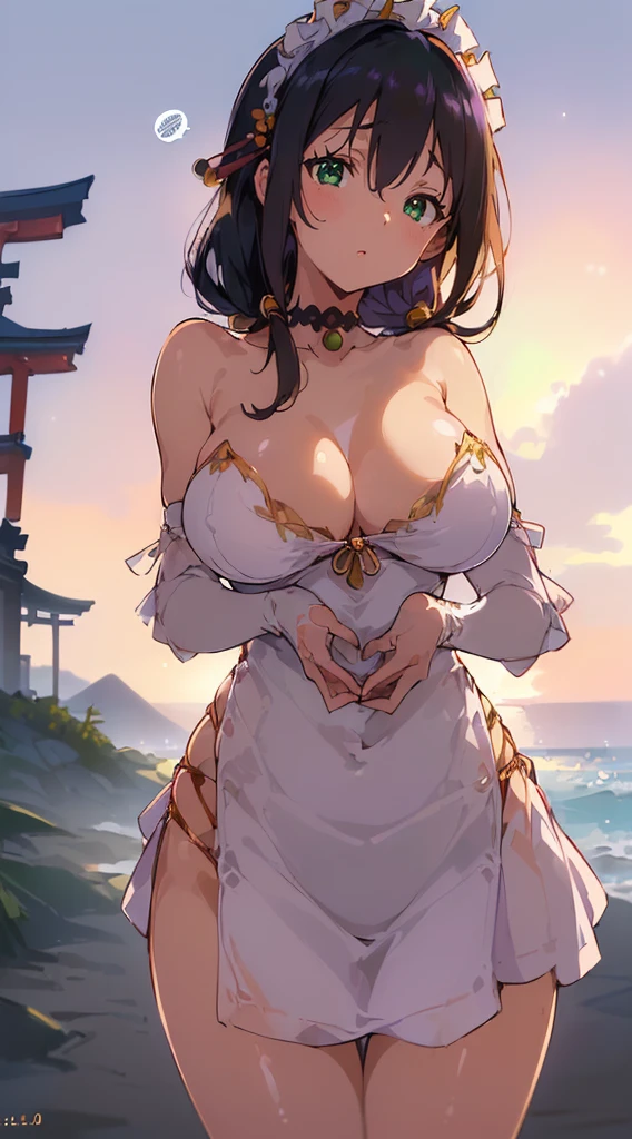 nsfw, (ultra detailed Luxurious dress:1.4, light-purple tube top dress:1.3, open tight mini dress:1.3), (drop_shape tits drooping down), (ultra detailed Kyoto animation style:1.5), 8K, masterpiece, Top Quality, highres, anime, (30yo maid detailed open stance arched back from below pov:1.3, beach:1.3),  (radiant skin:1.5), break, (spoken-heart:1.3, in heat:1.4, fucked silly orgasm:1.4), (slave choker), best proportion, perfect anatomy:1.5, (black hair, straight-longhair), (extremely detailed green eyes, detailed very sleepy eyes:1.3),