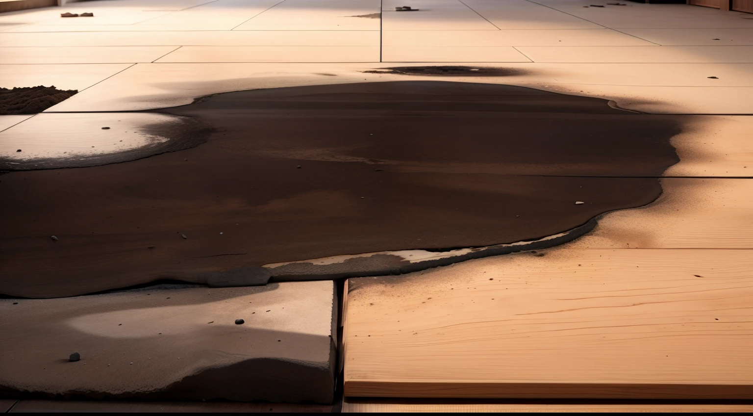 "A floor dirty with ash and stains."
