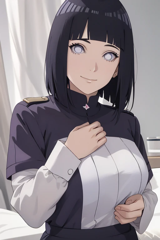 Fait, absurderes, hinata\(Boruto\), 1fille, seulement,femelle mature, Voir la visionneuse,Composition parFaite, Lèvres détaillées, grosse poitrine, beau visage, Propotion corporelle, rougir, (lèvres roses), cheveux longs, yeux violets, regard doux, sourire triste, super réaliste, Détailée, séance photo, Visages et corps réalistes,(Porter l'uniforme d'une infirmière,Porter une coiffe d'infirmière,Bretelles longues tube bas noirs),(suer,Transpirez beaucoup,rougirlush,Être rouge au visage,Il y avait beaucoup de sueur sur mon visage,rougirlush),(gros seins),Dans les hôtels de luxe,Allongez-vous dans votre lit,pose enchanteresse,