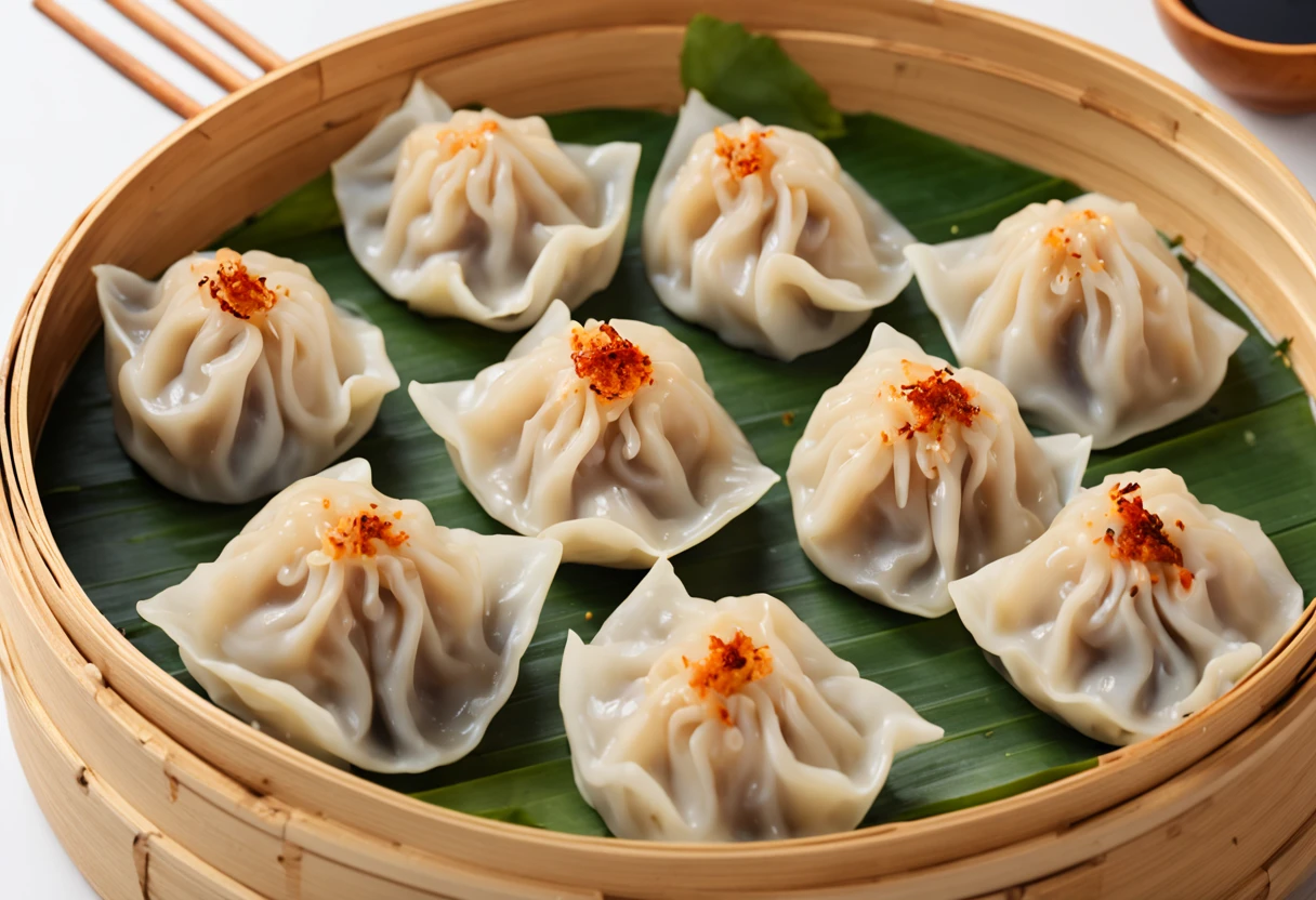 best quality,4k,8k,highres,masterpiece:1.2,ultra-detailed,realistic:1.37,dumplings,delicious-looking,detailed fillings,steamed dumplings,traditional Chinese cuisine,authentic,rich colors,cross-sectional view,crispy golden skin,steaming hot,well-cooked,minced meat filling,savory-scented,aromatic,scrumptious,irresistible dumpling wrappers,moist and tender stuffing,piping hot steam escaping,vibrant presentation,served with soy sauce and vinegar,enticing,authentic table setting,pinch pleats,traditional bamboo steamer,smoky aroma,steaming basket,close-up view,juicy,drool-worthy,appetizing,perfectly folded,culinary delight