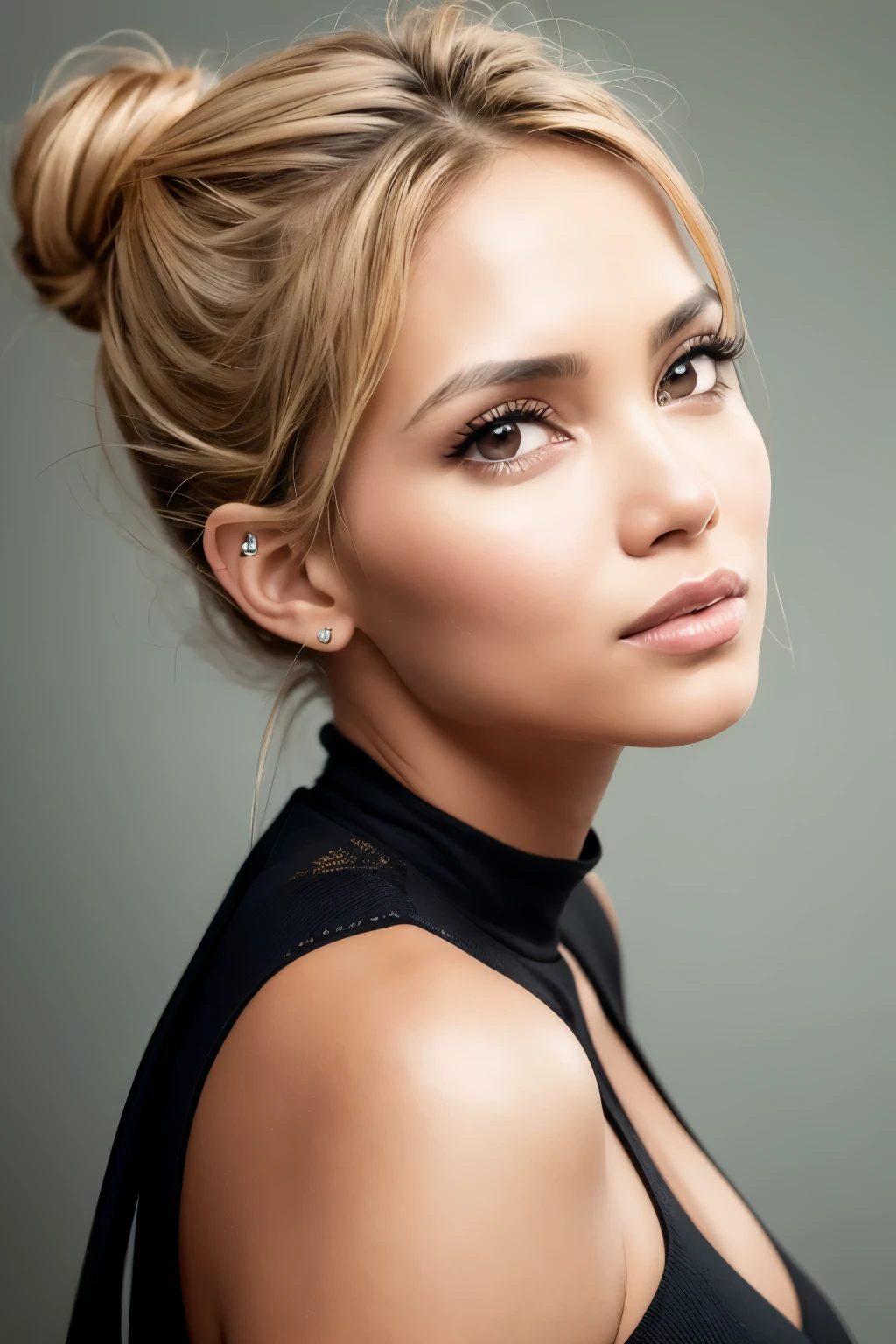 Sexy woman, portrait of face, directly at camera, 26 years old, looking straight at camera, sport, healthy skin, big eyes, big lips, perfect lips, perfect eyebrows, headshot, blond hair, Realistic, Photography, Natural, workout, blue eyes, face shot, portrait, hair up, hair in bun, no bangs, seductive smile, face only, masterpiece, best quality, from the neck up, wide face model, hair pulled up, looking straight at camera, square to camera, high cheekbone, shoulders square to camera, well developed face, strong features, halle berry looking straight at camera, hair up, straight at camera, eastern European, passport photo, sexy lips, looking straight at camera, white girl, headshot, facing straight, straight on