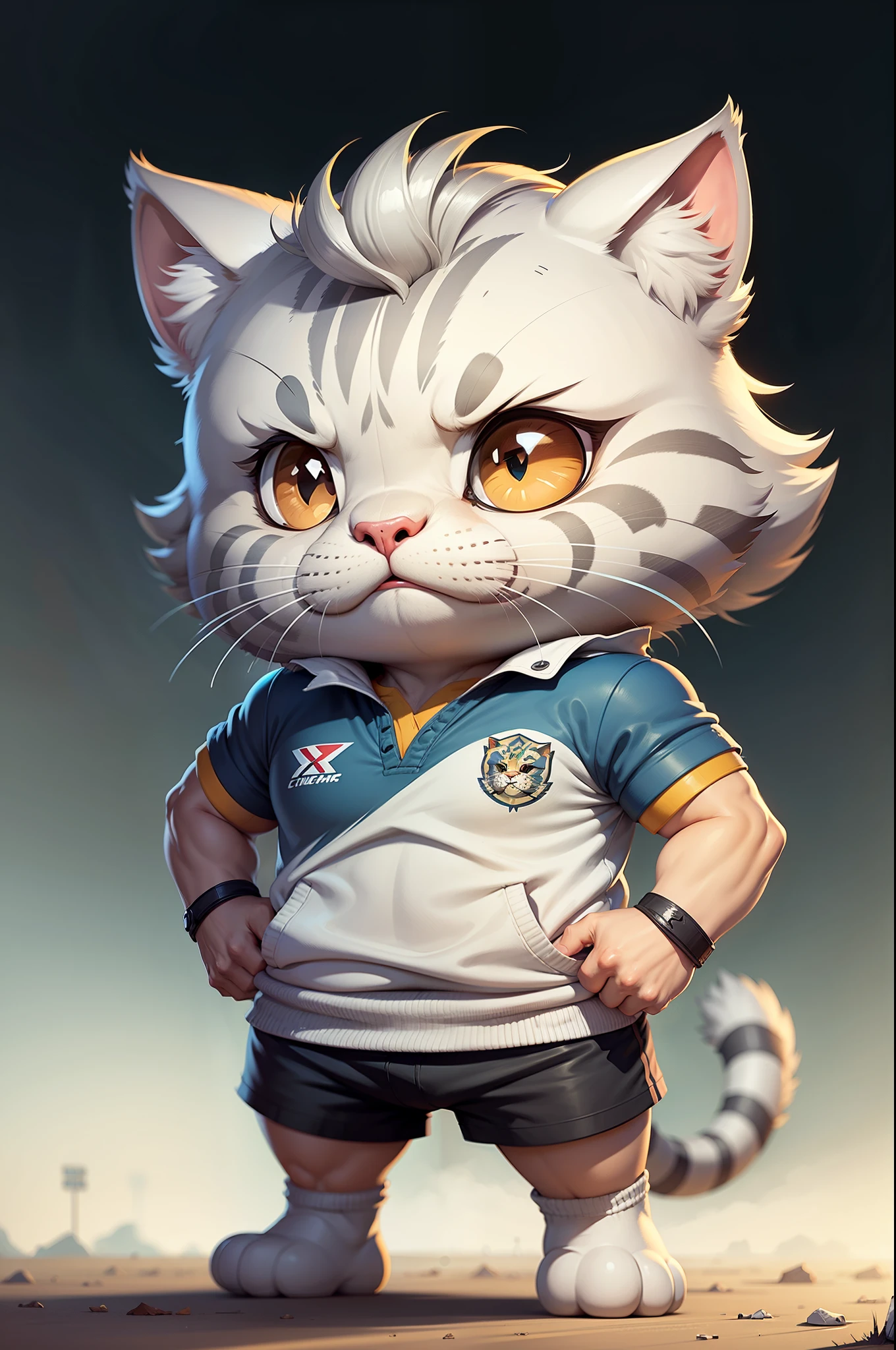 C4tt4stic, rugby uniform cartoon silver tabby cat,