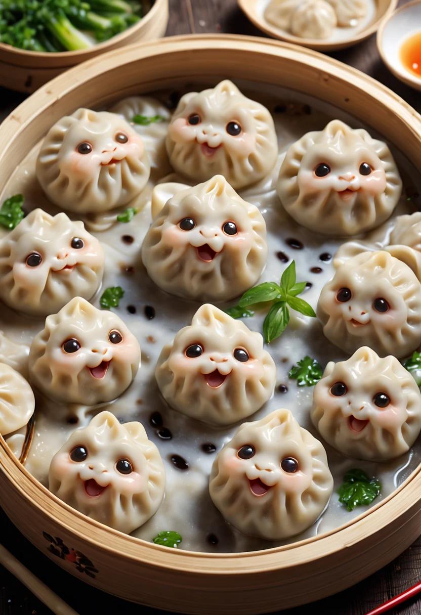 (best quality,4k,8k,highres,masterpiece:1.2),ultra-detailed,realistic,dimsum emoji,cute little dumplings,expressive dumplings,charming dumplings,sweet dumplings,golden dumplings,playful dumplings,steaming hot dumplings,dappled light on the dumplings,soft shadows on the dumplings,savory dumplings,crispy dumplings,juicy dumplings,delicious dumplings,tasty dumplings,bite-sized dumplings,floury dumplings,dumplings with a delightful filling,delicate folding of the dumplings,lively dumplings on a plate,dumplings with different expressions,jolly dumplings,round dumplings,pleasing dumplings,adorable little faces on the dumplings,pinchable dumpling cheeks,colorful dumplings,amusing dumplings,dumplings with eyes and mouths,charismatic dumplings,lovable dumplings,belly-warming dumplings,joyful dumplings,appetizing dumplings,satisfied dumplings,steaming bamboo steamer of dumplings,abundant dumplings.