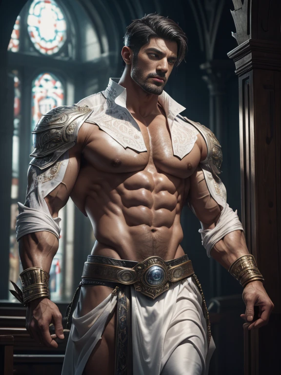 European males，35yo，Tall guy，Handsome guy with big chest muscles，largeeyes，Sexy and charming expression，melancholy bright eyes，masseter membrane、well built、put on eyes、(eBlue eyes)，gay twinks、scantily clad、Brush cut！Nod and pull your head five times！！outdoor sports board！(高the detail8k)Dark skin！raise your eyes！open your eyes！ ((realistically)), Sexy white silk fabric！Raised sexy！[Dressed in white silk flowing fabric worn by sexy Romans！Short skirts，The cathedral has stained glass]! !!!dermis, [ 短发the detail, Shaved on both sides, silvery white ]!! ultra - detailed, Best quality, Strong light illumination, Focus sharp, theater audience, The upward lens is closer to the body, (( Lean Body Fat 15%，短发the detail！ shave the sides short, silver whey health, My chest is hairy, bodyhair, , 露出shaggy的腋窝, shaggy的腿, silber hair,)), Full body lesbian, Muscularchad, Super buff and cool, aged 40, shaggy, a screenshot by Adam Dario Keel, reddit, Photographic realism, , Bigchest, Upper part of the body, Fluffy, Muscle tissue, attractive male, shaggy的身体, chad, Hideo Minaba, Chad handsome charming male，side ，Inspired by the realistic photos of Ludovit Fula, placed in a, sweaty abs, Well-defined abs, attractive body, flowers growing out of his body, [ silber hair ]!!, muscle men, tear drop, There are abs, muscle men纠缠在一起, six-pack, [ defined abs ]!!, sexy muscular body, Muscular躯干,Strong masculine characteristics,35yo， masculine pose, David Gandhi, 35yo, male model, attractive male，Side Body("！, large bulge ":1.2),(dynamicposes:1.1), 大腿的tmasterpiece, Best quality, A high resolution, closeup portrait, malefocus, solofocus, of a man,  The erection，low angle hairstyle, Grow a beard, weight loss，Stay healthy, My chest is hairy, bodyhair, , Raised sexy，露出shaggy的腋窝, shaggy的腿, little beard, model poses, Surprising composition, Front view, HighDynamicRange, Bad laughs， , Eight-pack abs, Abs hair，, raise your hands high, 短发the detail, Shaved on both sides, silvery white, Grow a beard, spark of light, Sexy big bulge！，There are small protrusions in the abdomen, the detail, Belly and hairy belly are complicated， 8K post-production，Muscular性格, Strong masculine characteristics, muscle men图片, Bulging muscles, muscle men, Muscular大腿 ８ｋ 高the detail,电影灯光, hyper realisitc, 高the detail, Anatomically correct, ctextured skin,!high high quality,wide wide shot！全身Best quality, A high resolution, tmasterpiece, Guy、Muscular、短发the detail、NSFW、Spacious size、Authentic texture、Upper part of the body、large bulge、、soles of feet、wastelands、training
