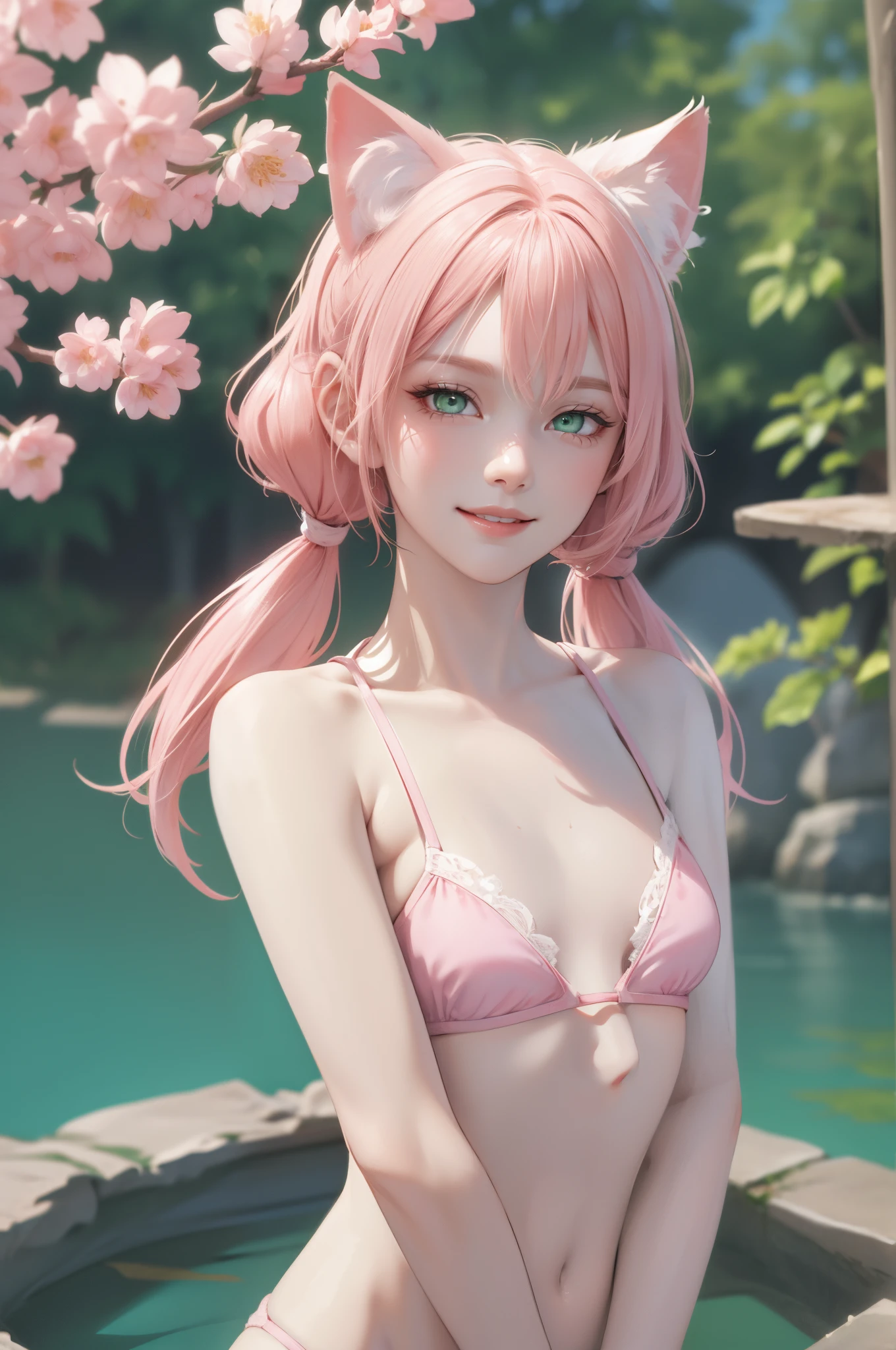 highly detailed face, light green eyes, looking at camera, smile, highly detailed eyes,