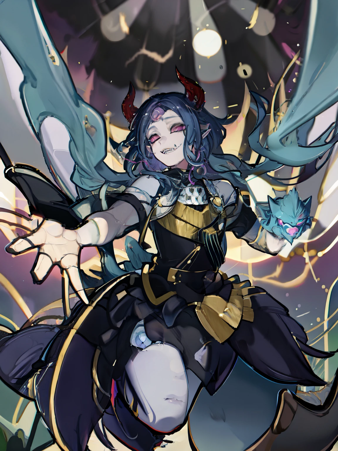 (hyper extreme detailed),(masterpeace),(hyper extreme),(photorealistic),CG,llustration,novel illustration,Knightmare_Incarnation_Idlee as a Bishounen ,purple eyes,flying outdoor,open eye, Male body:1.4, ((Femboy)) lamia, Chimera, Lila Vanrouge fusion