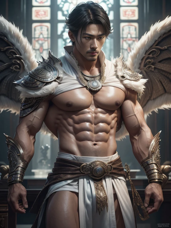 masseter membrane、well built、put on eyes、((Have a pair of huge open wings))，largeeyes！largeeyes！Straight nose！largest wing root，Has a pair of white feather wings、30 age old、gay twinks、scantily clad、Brush cut！Nod and pull your head five times！！outdoor sports board！(高the detail8k)Dark skin！raise your eyes！open your eyes！ ((realistically)), Sexy white silk fabric！Raised sexy！[Dressed in white silk flowing fabric worn by sexy Romans！The cathedral has stained glass]! !!!dermis, [ 短发the detail, Shaved on both sides, silvery white ]!! ultra - detailed, Best quality, Strong light illumination, Focus sharp, theater audience, The upward lens is closer to the body, (( Lean Body Fat 15%，短发the detail！ shave the sides short, silver whey health, My chest is hairy, bodyhair, , 露出shaggy的腋窝, shaggy的腿, silber hair,)), Full body lesbian, Muscular吉加查德, Super buff and cool, 30 age old, shaggy, a screenshot by Adam Dario Keel, reddit, Photographic realism, , and face, artem, Bigchest, Upper part of the body, Fluffy, Muscle tissue, attractive male, shaggy的身体, Gigachard The Art of Muscular Abnormality, New row added, Tanaka Ryu HD, fukaya yuichiro, Yoshifumi Ujima, akikazu mizuno, style of kentaro miura, Shen Hangga, shin-hanga, yoshida , Tanaka Ryu HD, New row added, fukaya yuichiro, Yoshifumi Ujima, akikazu mizuno, style of kentaro miura, Shen Hangga, shin-hanga, yoshida, Hideo Minaba, Chad handsome charming male，side ，Inspired by the realistic photos of Ludovit Fula, placed in a, sweaty abs, Well-defined abs, attractive body, flowers growing out of his body, [ silber hair ]!!, muscle men, tear drop, There are abs, muscle men纠缠在一起, six-pack, [ defined abs ]!!, sexy muscular body, Muscular躯干,Strong masculine characteristics,35yo，Tony Leung, :: sport, 32years old, masculine pose, David Gandhi, 35yo, male model, Sold for 50 years，Zhu Yilong, attractive male，Side Body("！, large bulge ":1.2),(dynamicposes:1.1), 大腿的tmasterpiece, Best quality, A high resolution, closeup portrait, malefocus, solofocus, of a man, Sold for 50 years, The erection、Ai Jia、low angle hairstyle, Grow a beard, weight loss，Stay healthy, My chest is hairy, bodyhair, , Raised sexy，露出shaggy的腋窝, shaggy的腿, little beard, model poses, Surprising composition, Front view, HighDynamicRange, Bad laughs， , Eight-pack abs, Abs hair，, raise your hands high, 短发the detail, Shaved on both sides, silvery white, Grow a beard, spark of light, Sexy big bulge！，There are small protrusions in the abdomen, the detail, Belly and hairy belly are complicated， 8K post-production，Muscular性格, Strong masculine characteristics, muscle men图片, Bulging muscles, muscle men, Muscular大腿 ８ｋ 高the detail,电影灯光, hyper realisitc, 高the detail, Anatomically correct, ctextured skin,!high high quality,wide wide shot！全身Best quality, A high resolution, tmasterpiece, Guy、Muscular、短发the detail、NSFW、Spacious size、Authentic texture、Upper part of the body、large bulge、、soles of feet、wastelands、training